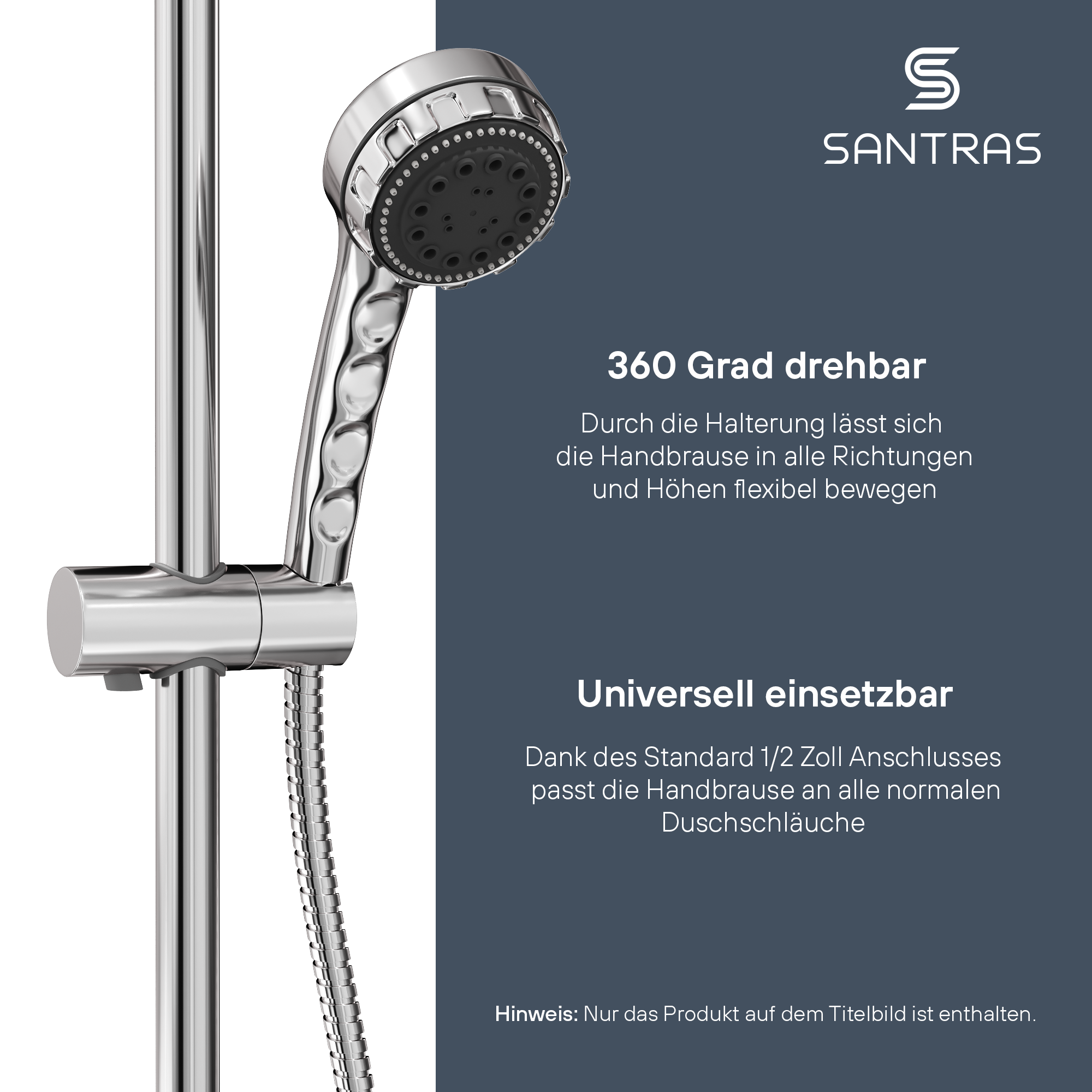 SANTRAS® Wandstange in Chrom (Design eckig)