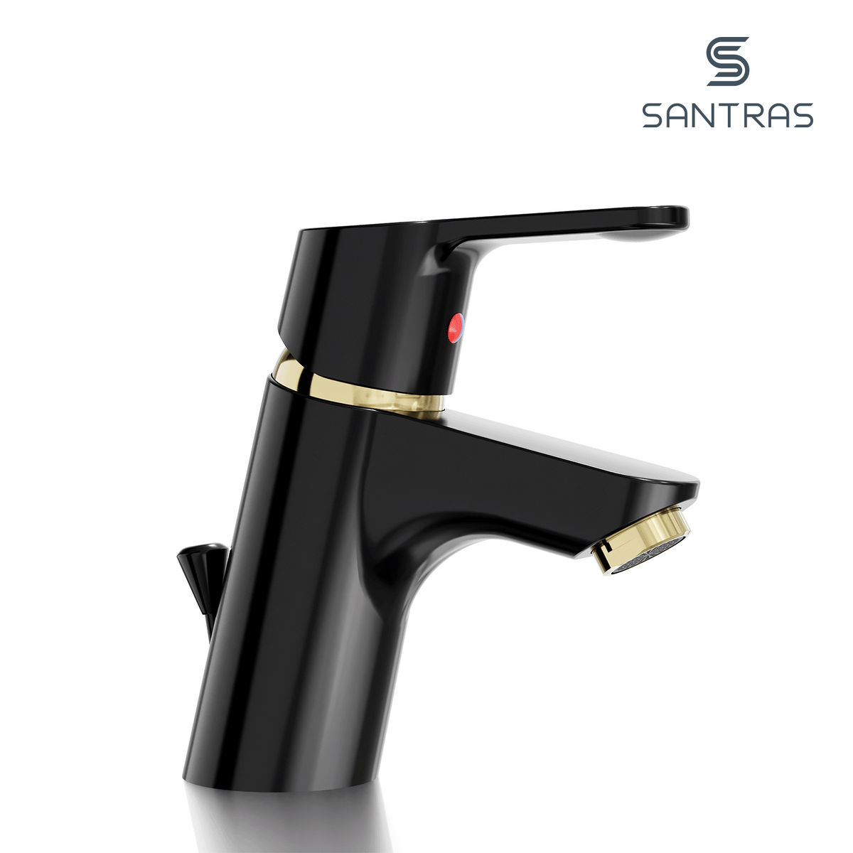 SANTRAS® Waschtischarmatur in Schwarz / Edelmessing