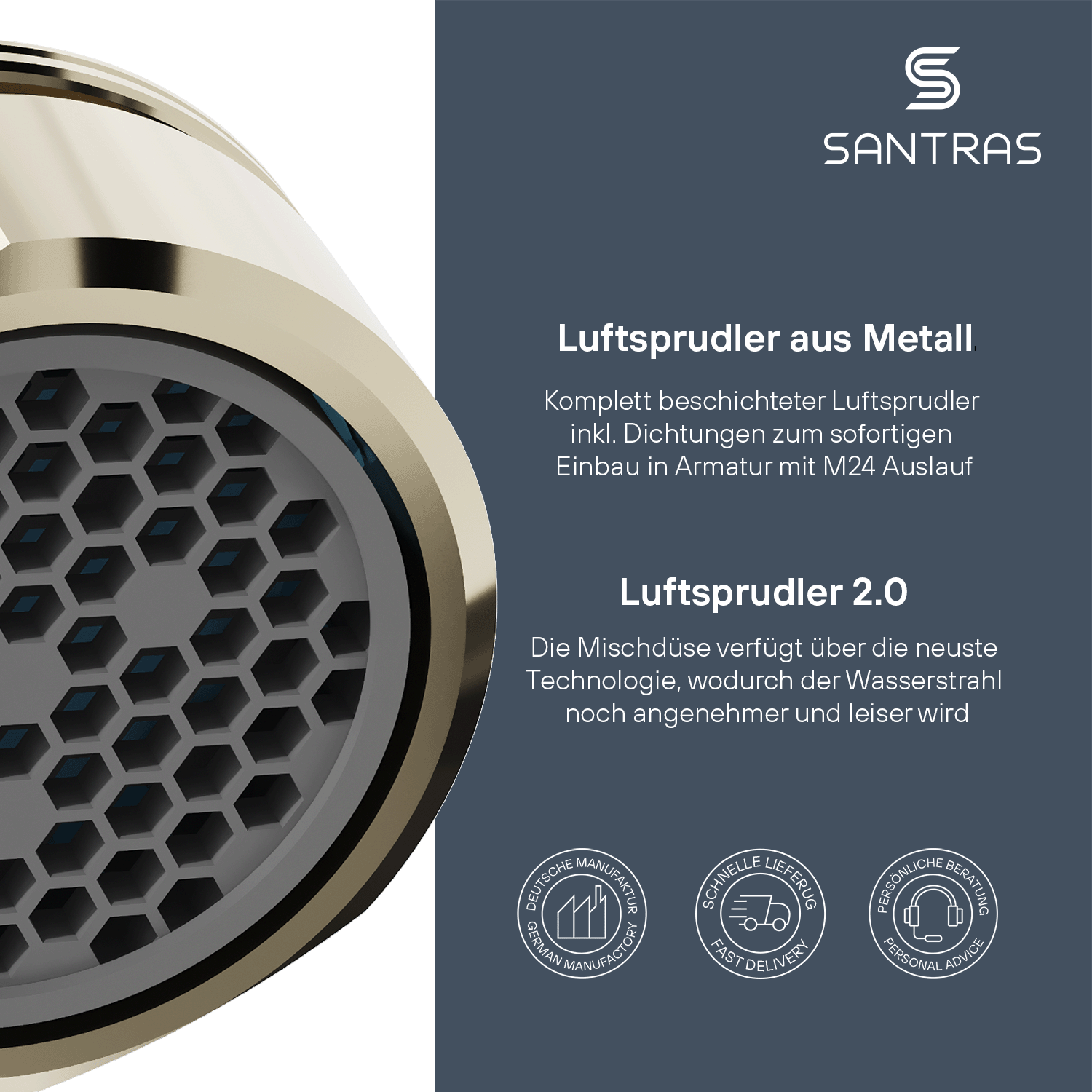 SANTRAS® Luftsprudler M24 in Edelmessing