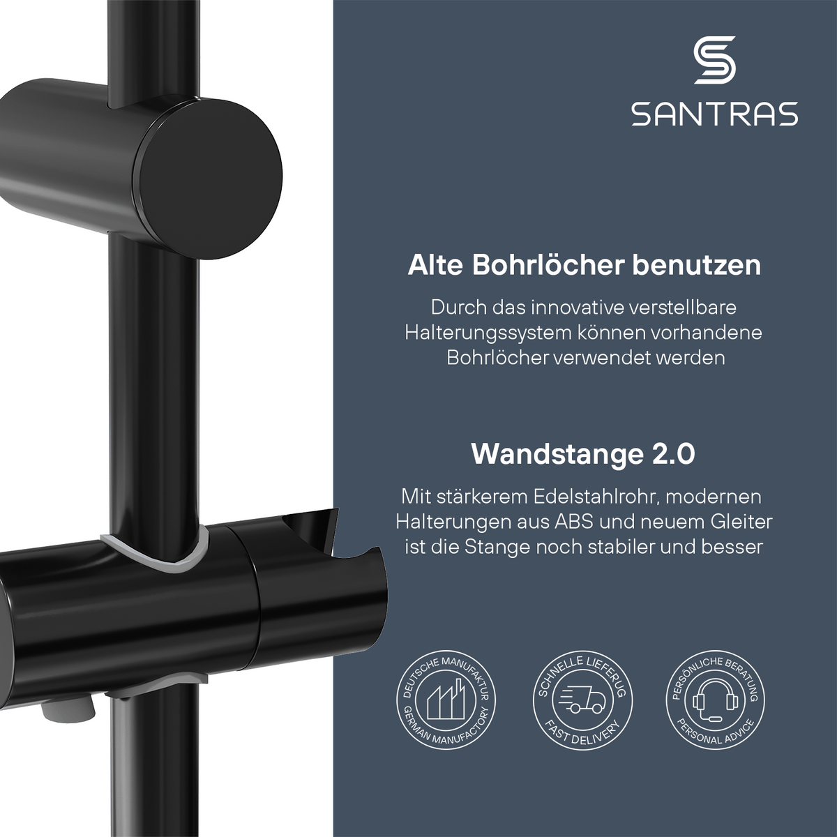 SANTRAS® Wandstange in Schwarz