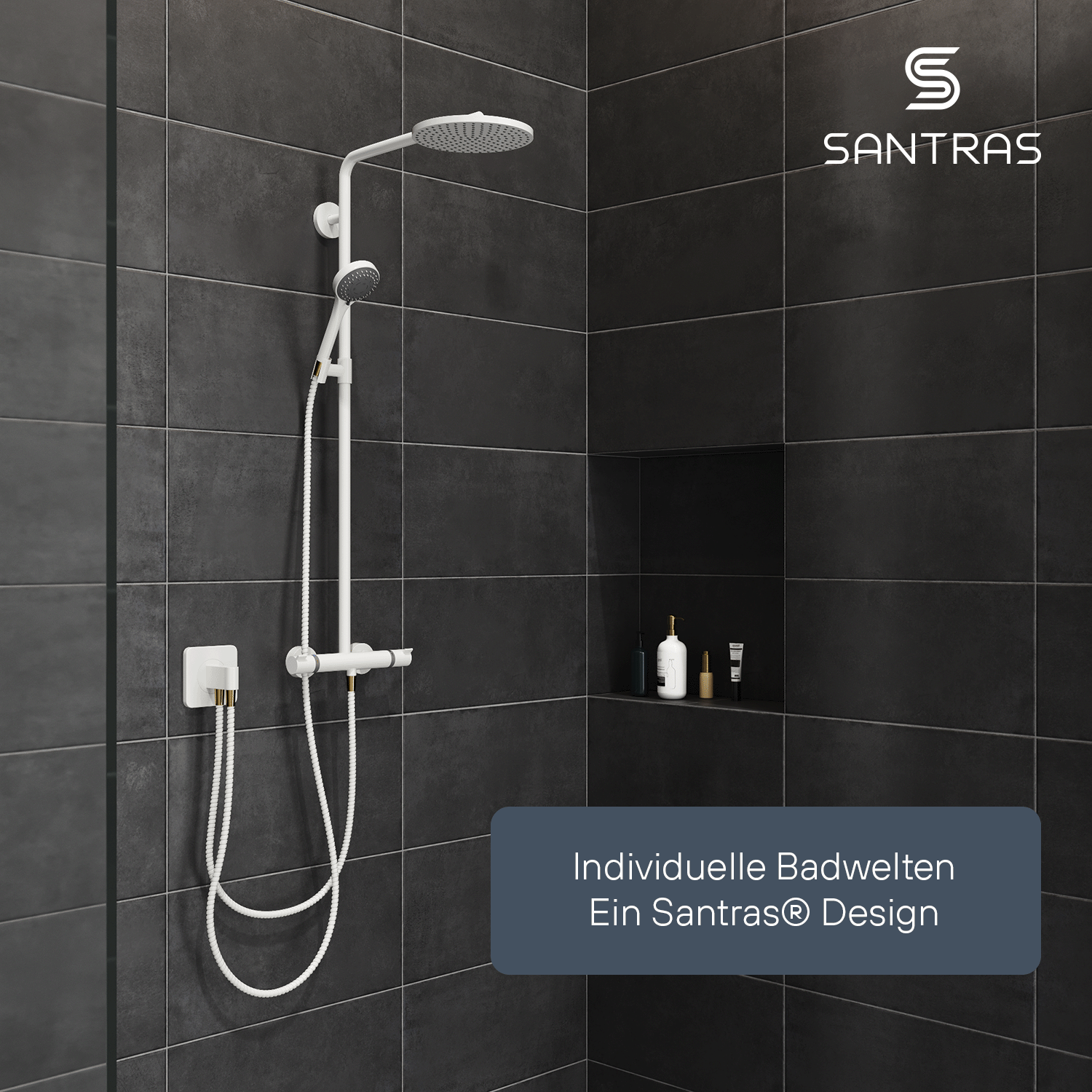 SANTRAS® Metallschlauch in Weiß / Edelmessing
