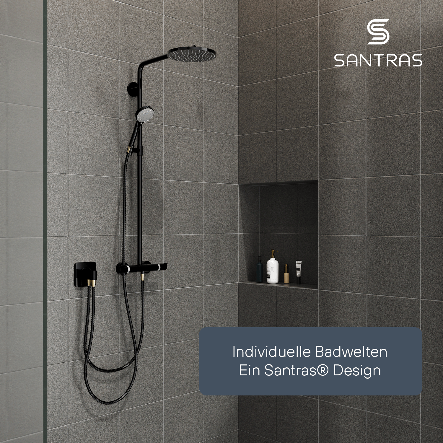 SANTRAS® Metallschlauch in Schwarz / Edelmessing