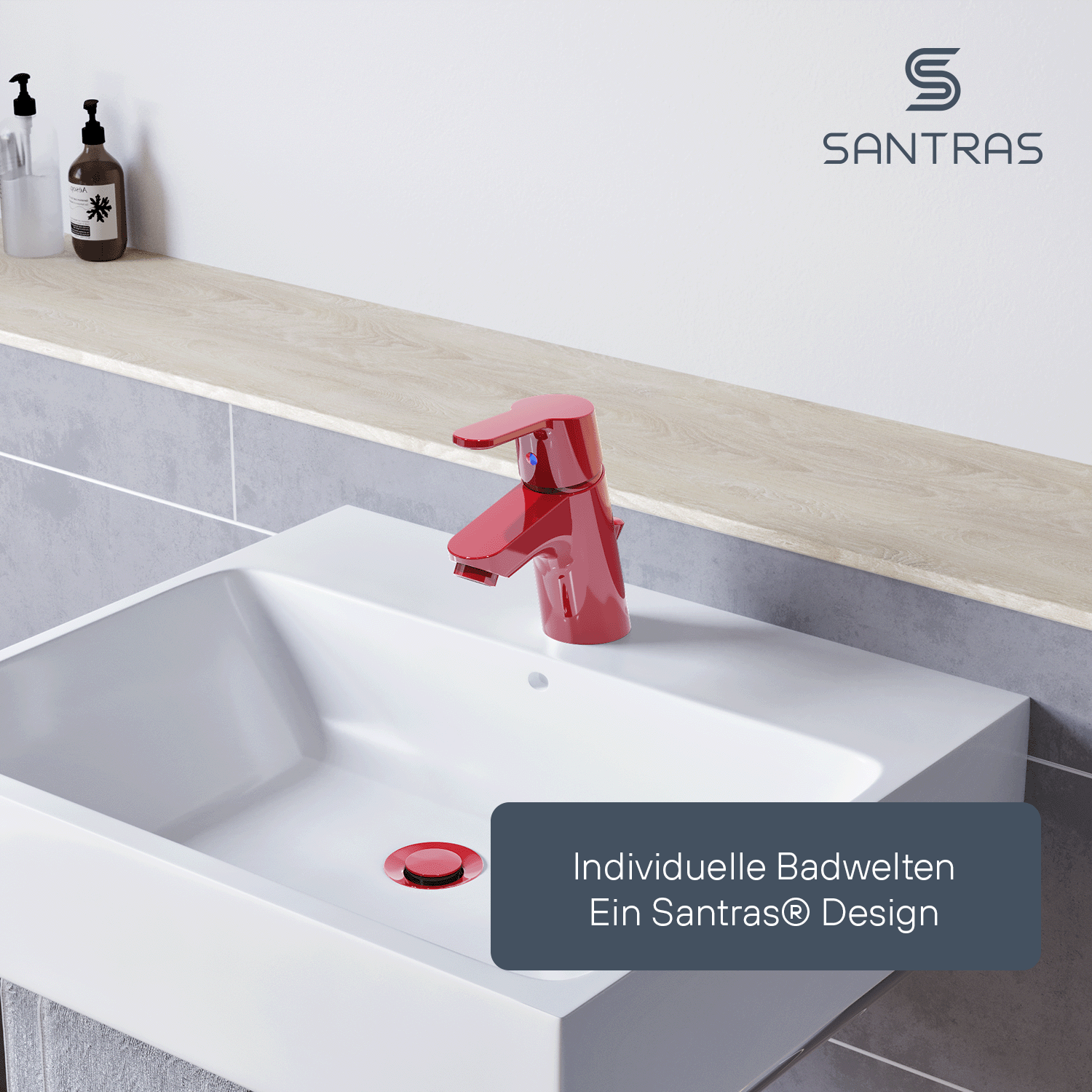 SANTRAS® Exzenter-Ablaufgarnitur in Rot