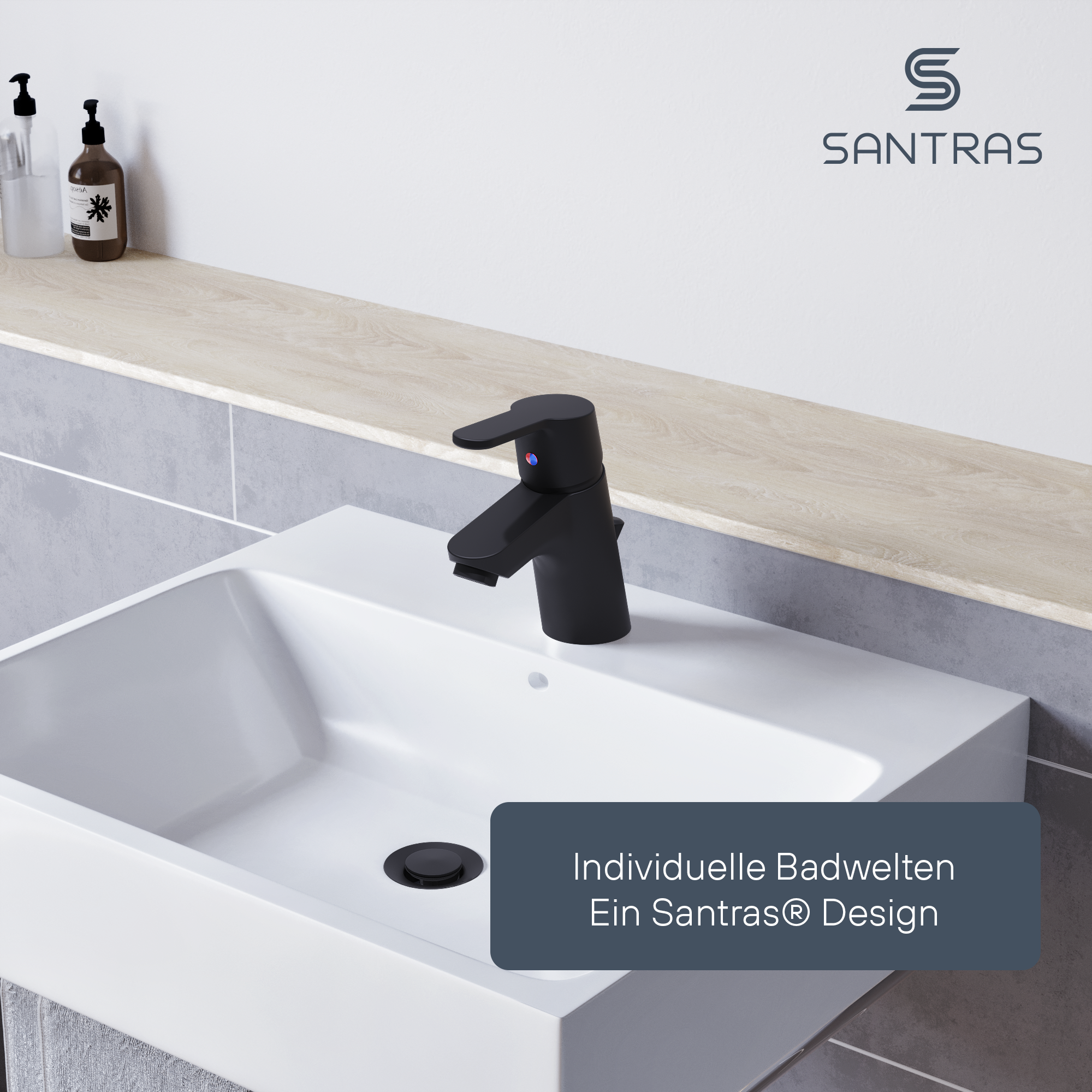 SANTRAS® Waschtischarmatur in Schwarz-Matt