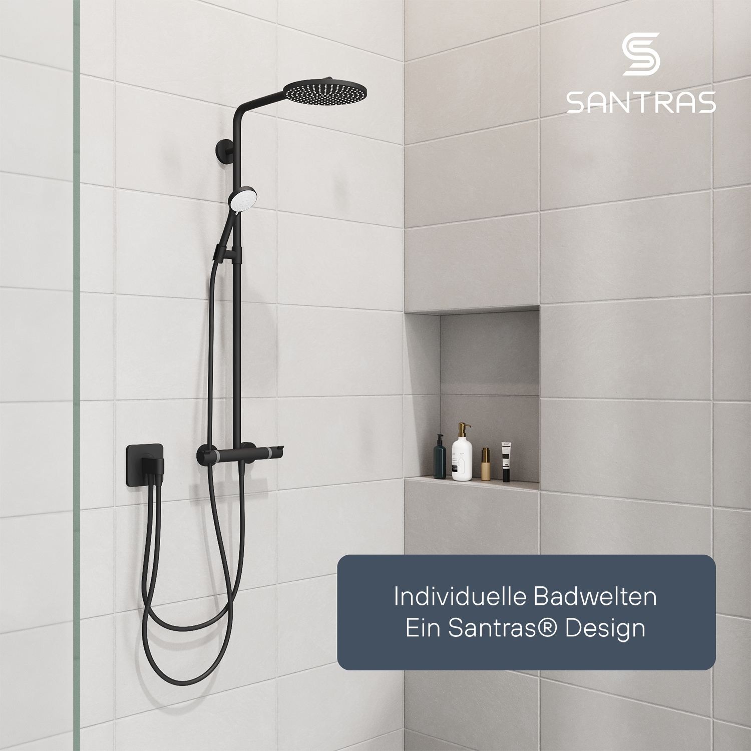SANTRAS® Handbrause Sina in Schwarz-Matt