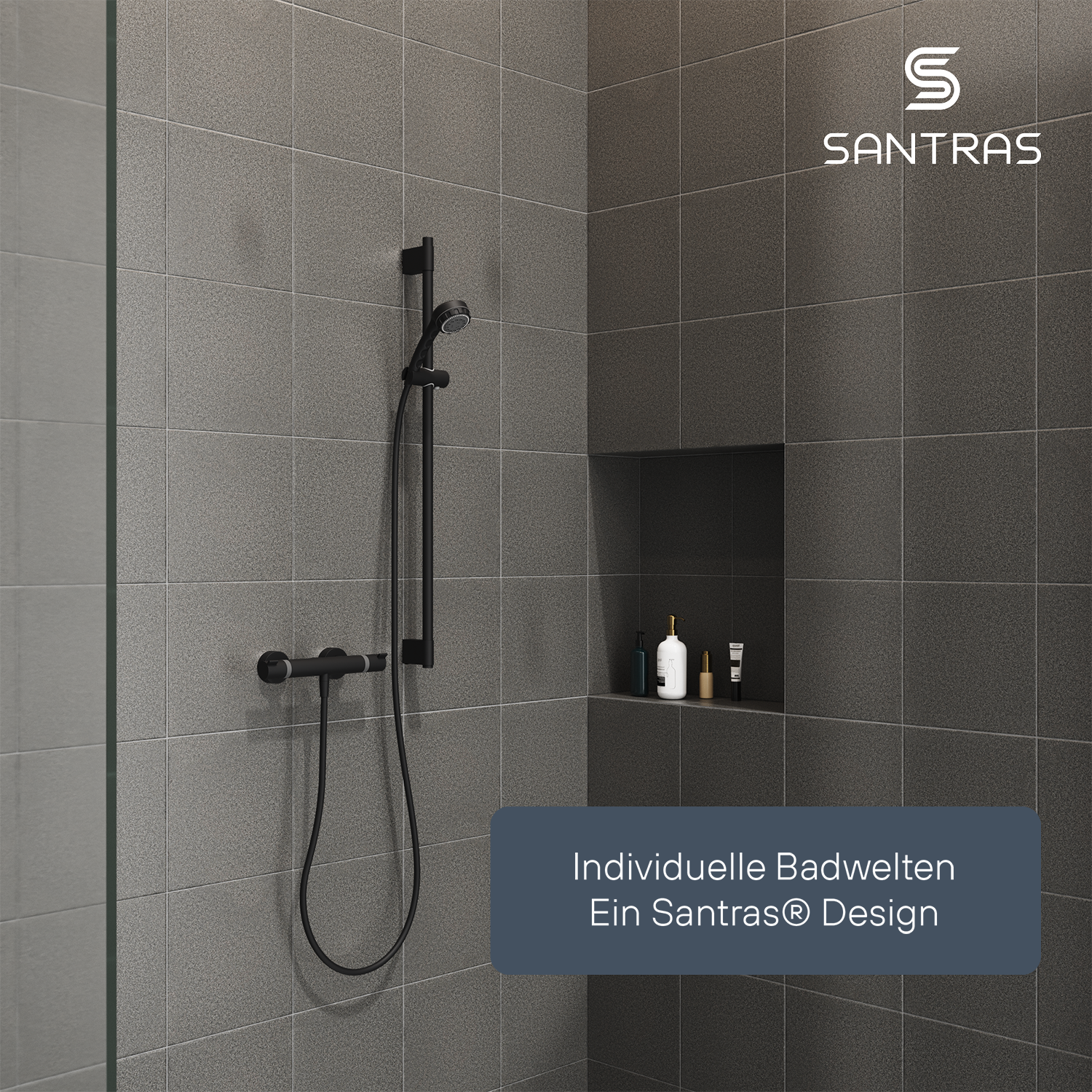 SANTRAS® Wandstange in Schwarz-Matt