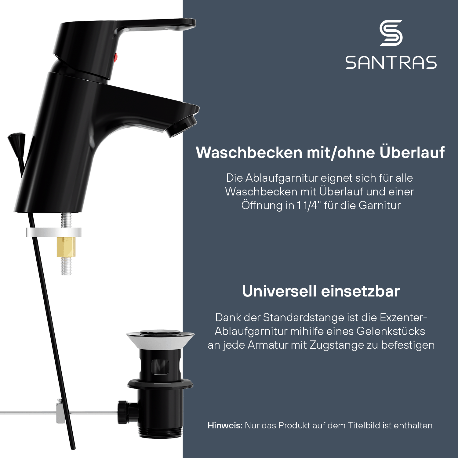 SANTRAS® Exzenter-Ablaufgarnitur in Schwarz