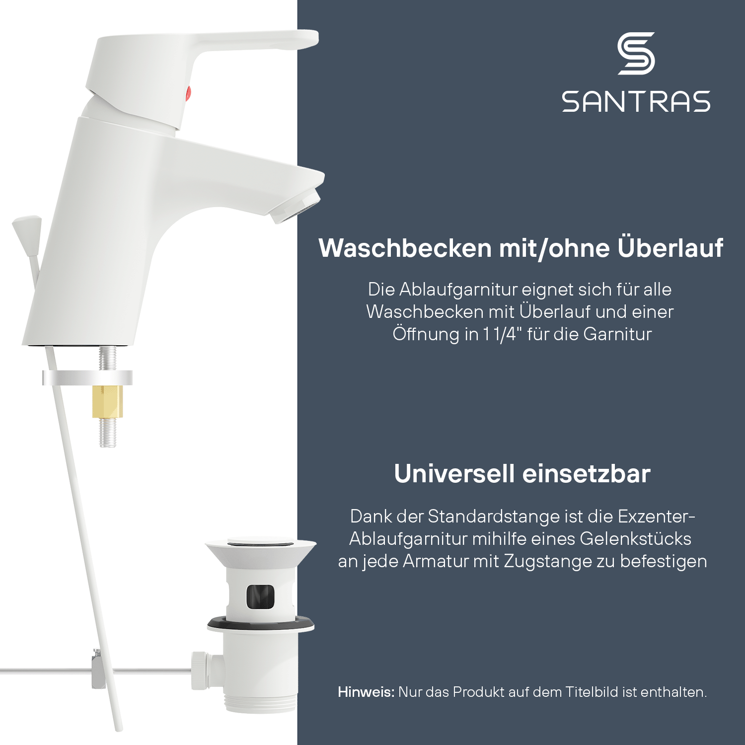 SANTRAS® Exzenter-Ablaufgarnitur in Weiß-Matt