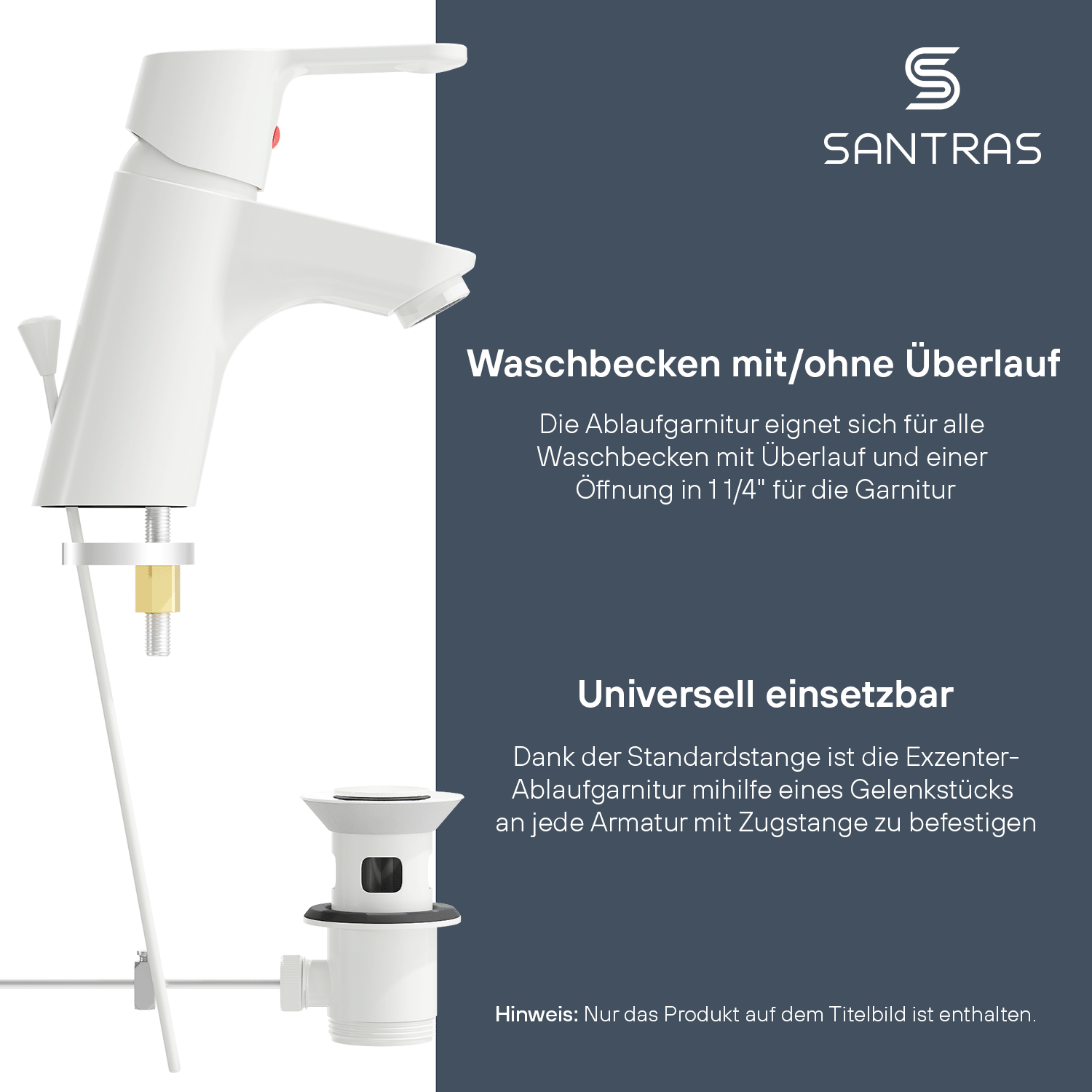 SANTRAS® Exzenter-Ablaufgarnitur in Weiß