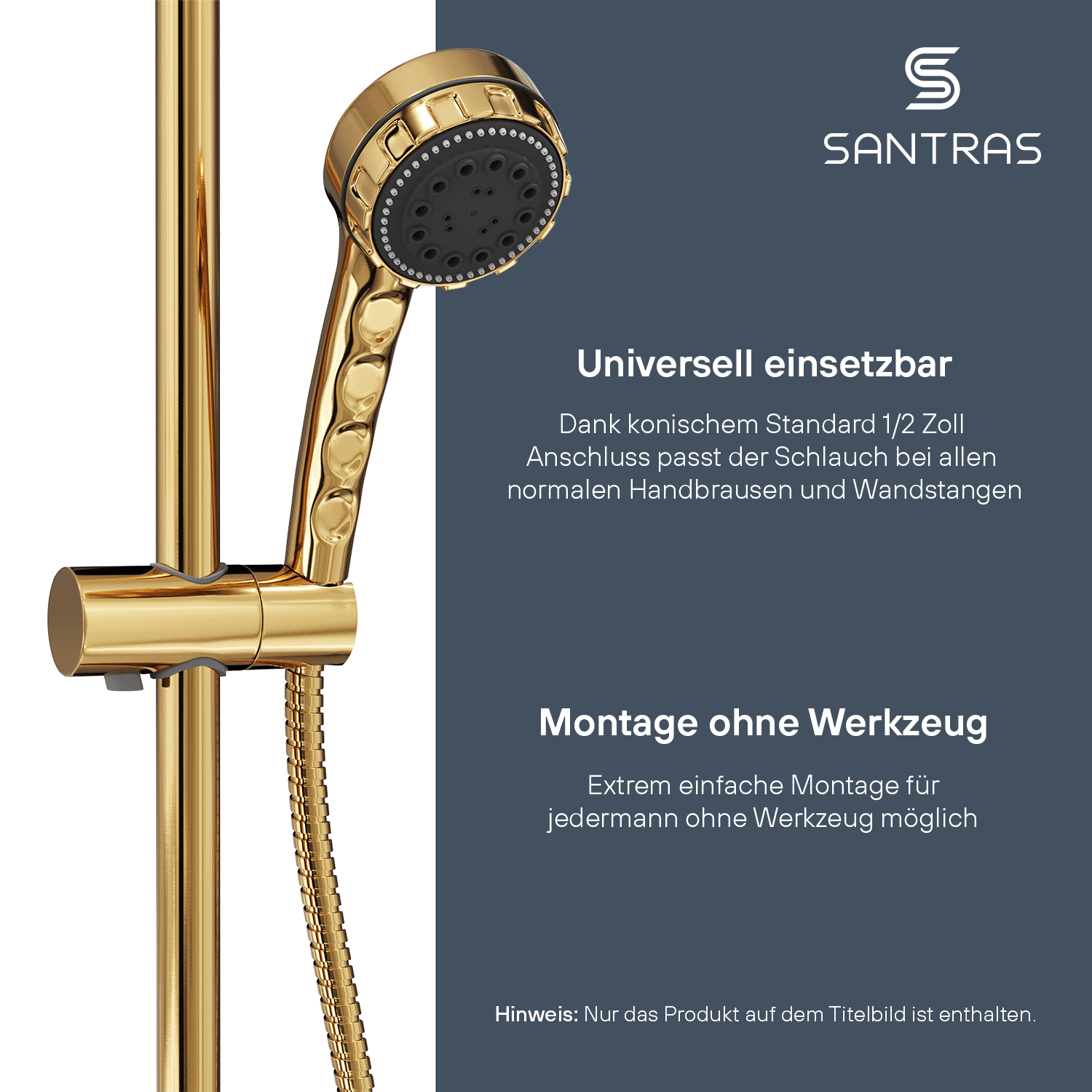 SANTRAS® Metallschlauch in Gold (24 Karat)