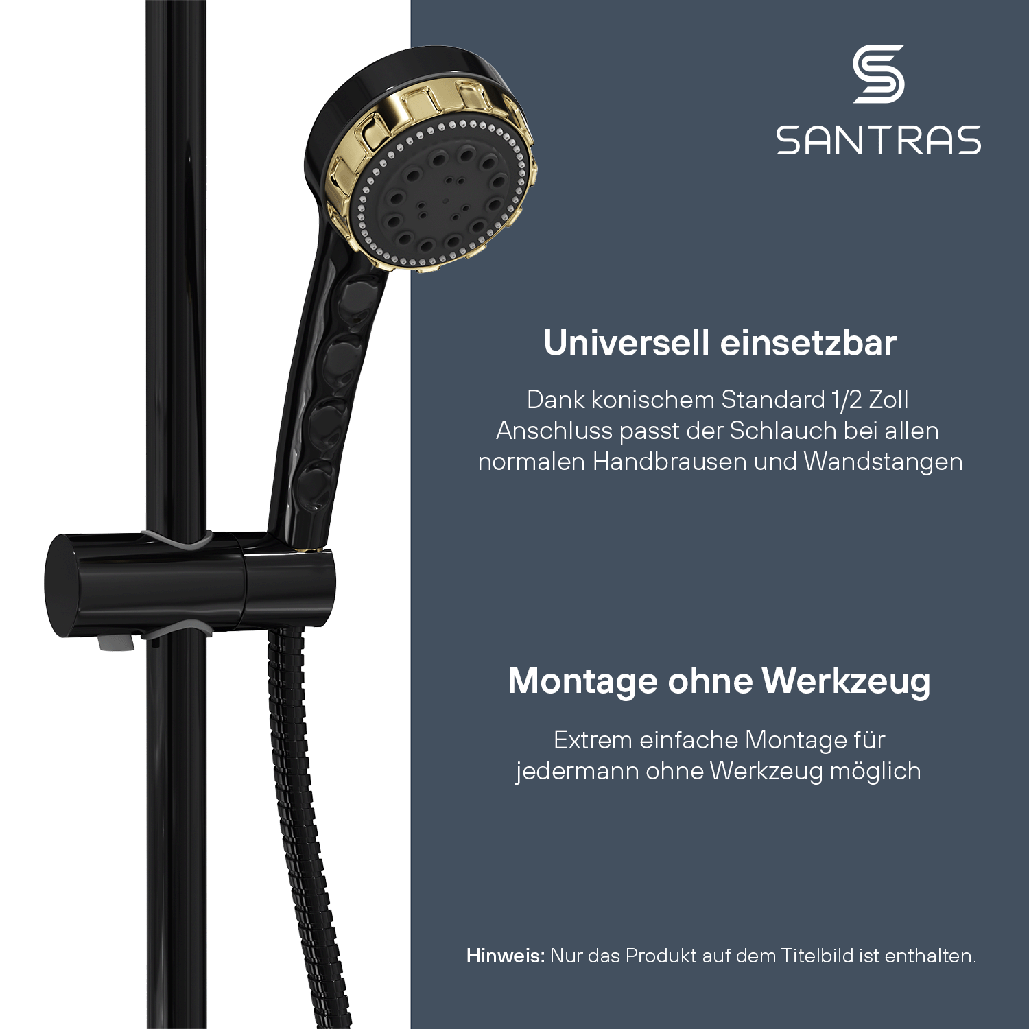 SANTRAS® Metallschlauch in Schwarz / Edelmessing