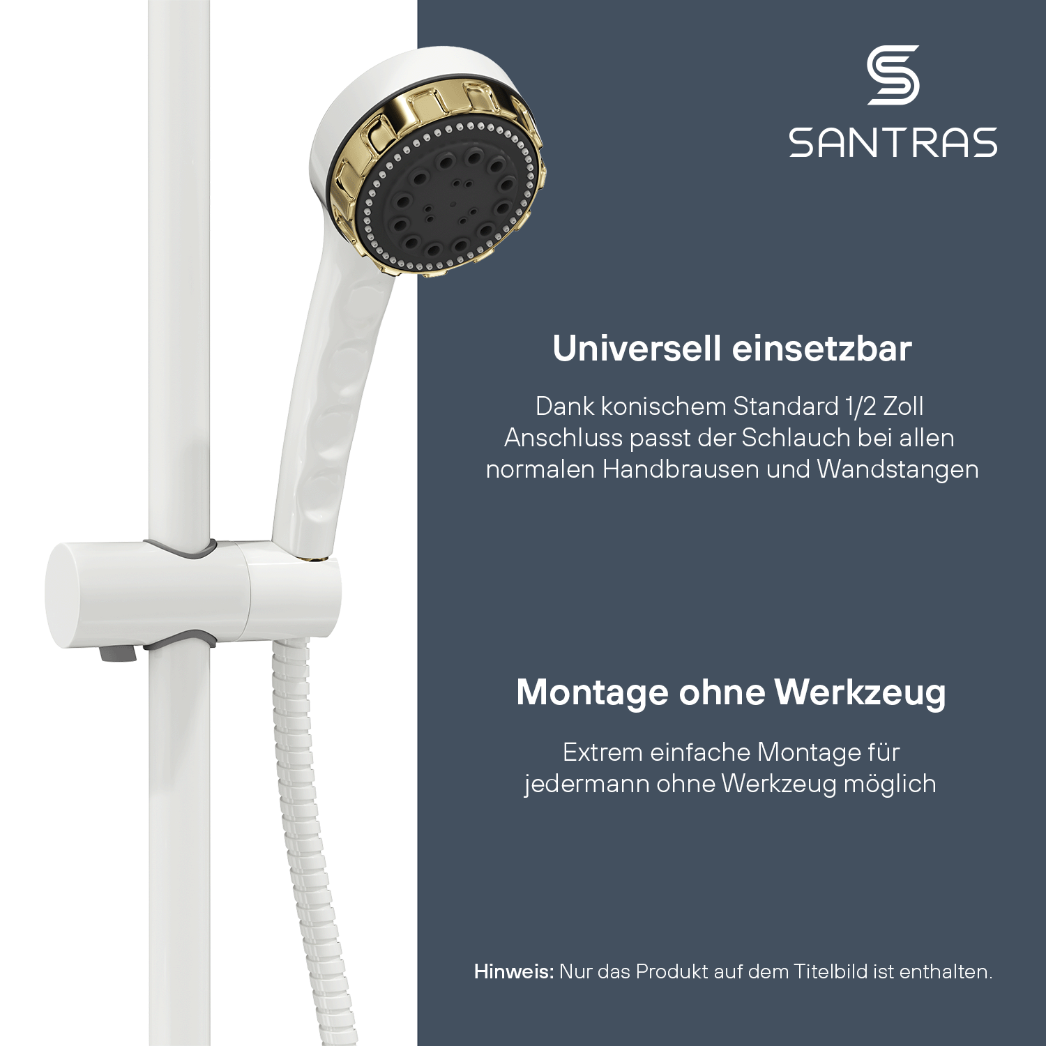 SANTRAS® Metallschlauch in Weiß / Edelmessing