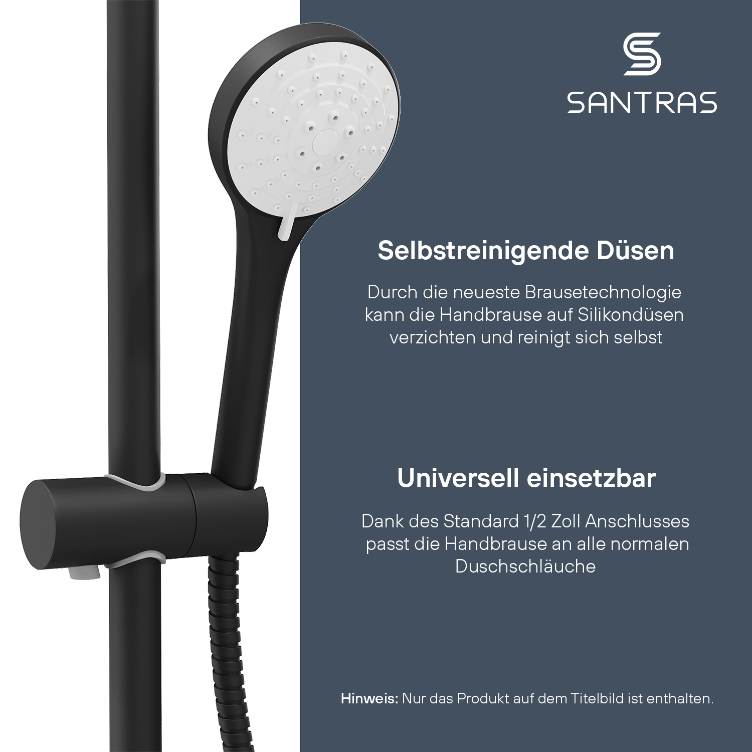 SANTRAS® Handbrause Sina in Schwarz-Matt
