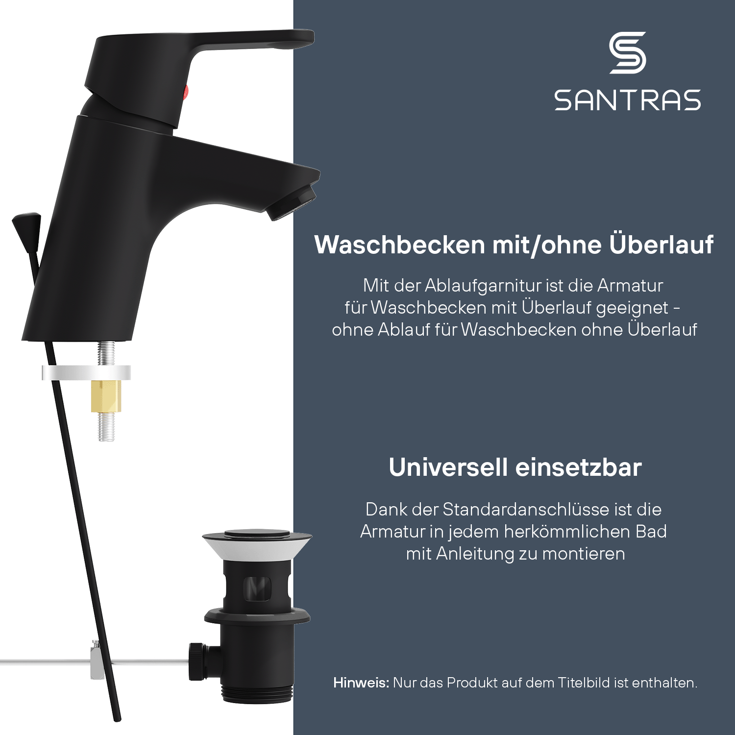SANTRAS® Waschtischarmatur in Schwarz-Matt