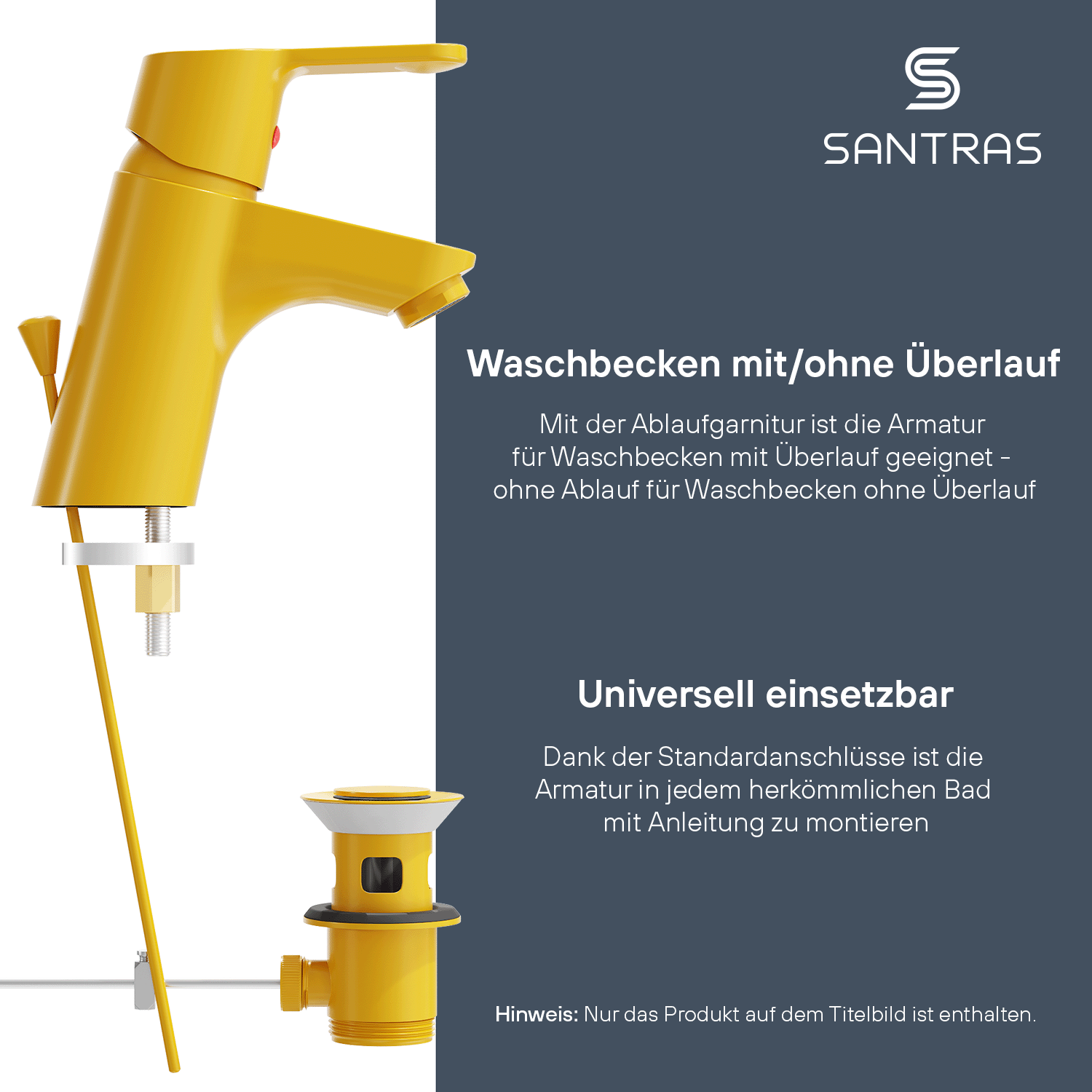SANTRAS® Waschtischarmatur inkl. Ablaufgarnitur in Gelb