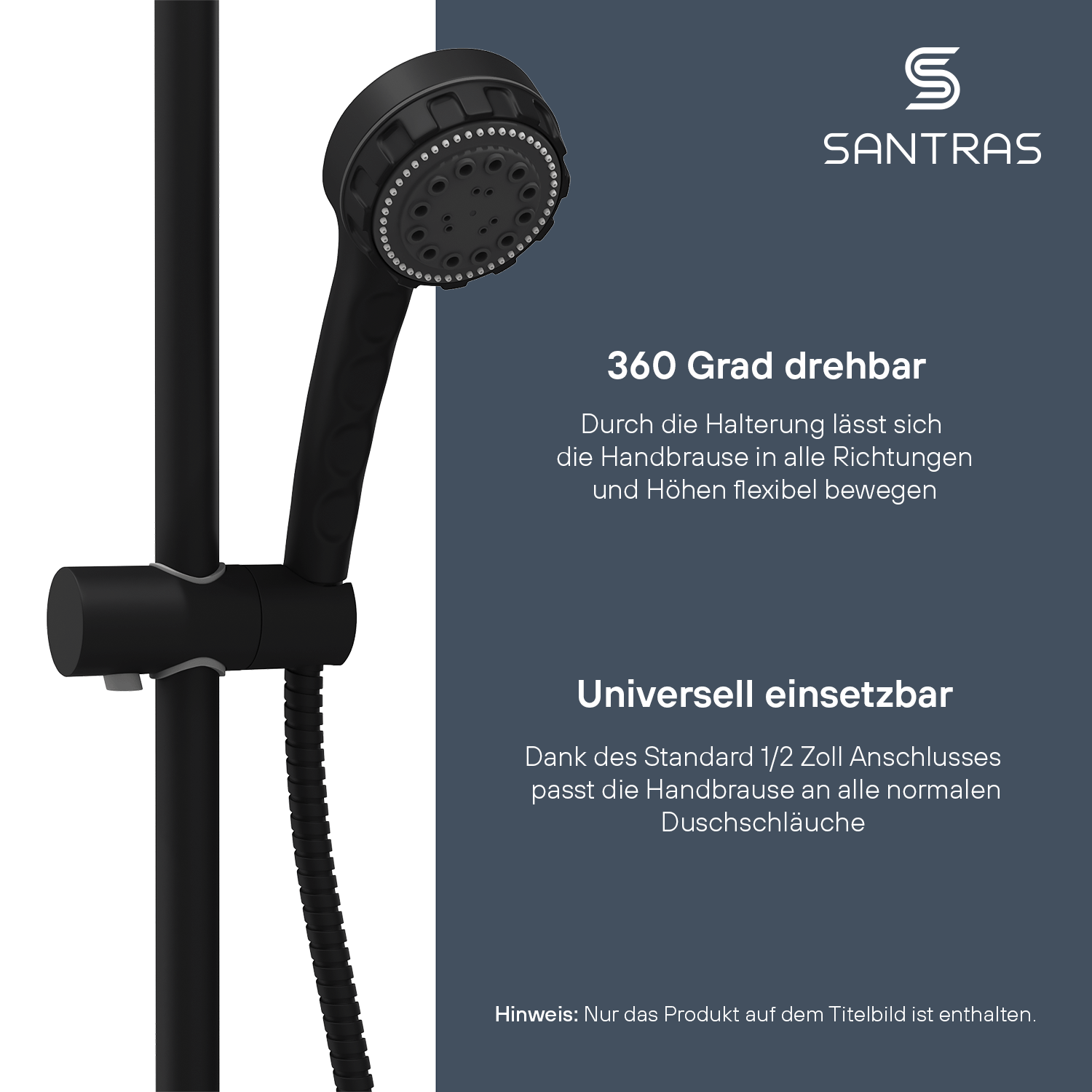 SANTRAS® Wandstange in Schwarz-Matt