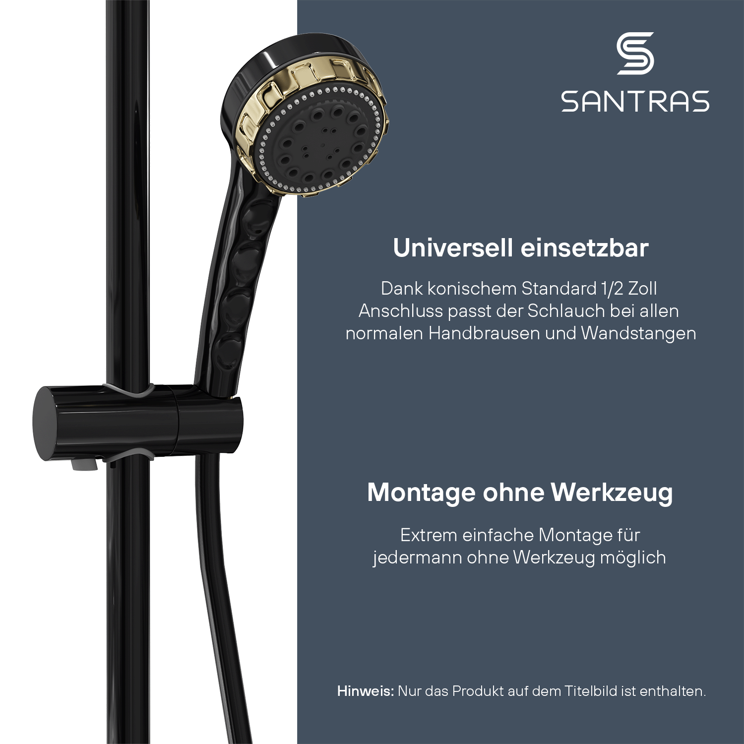 SANTRAS® Kunststoffschlauch in Schwarz / Edelmessing