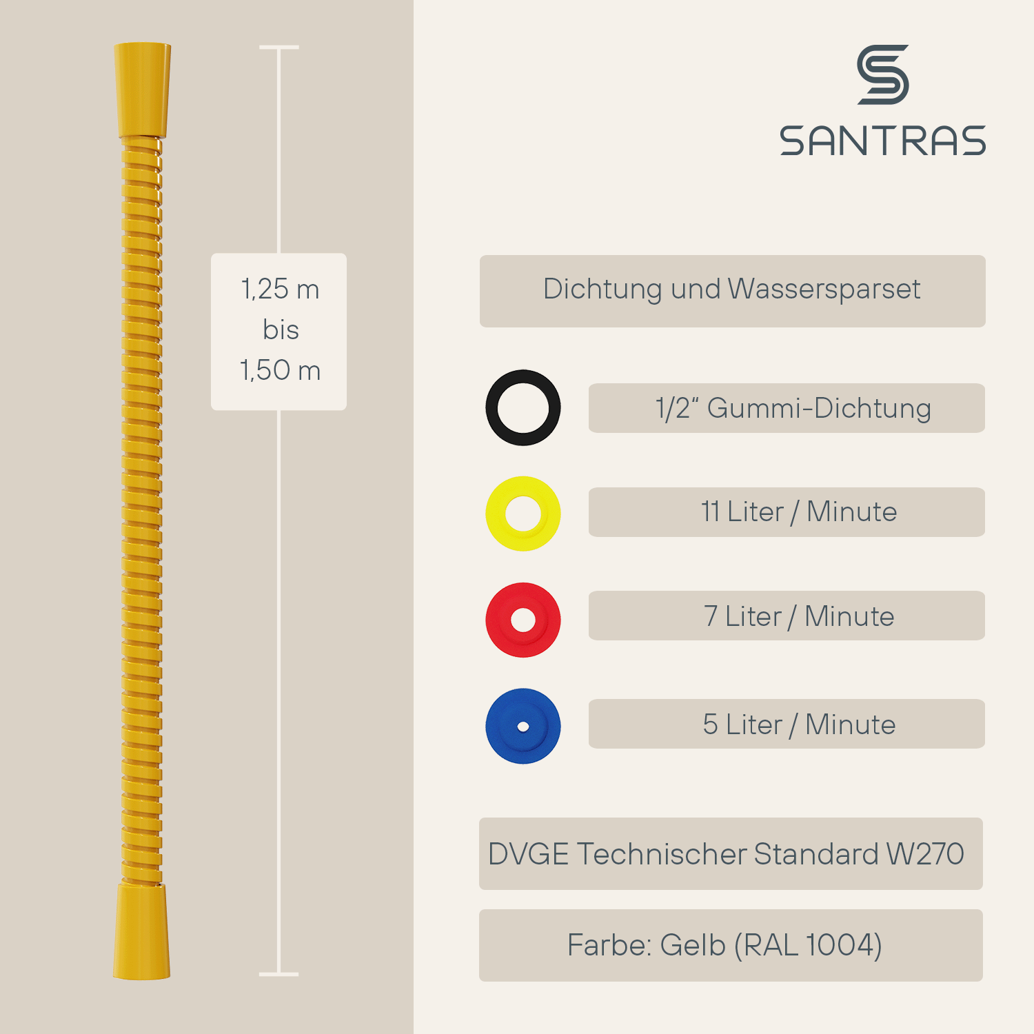 SANTRAS® Metallschlauch in Gelb