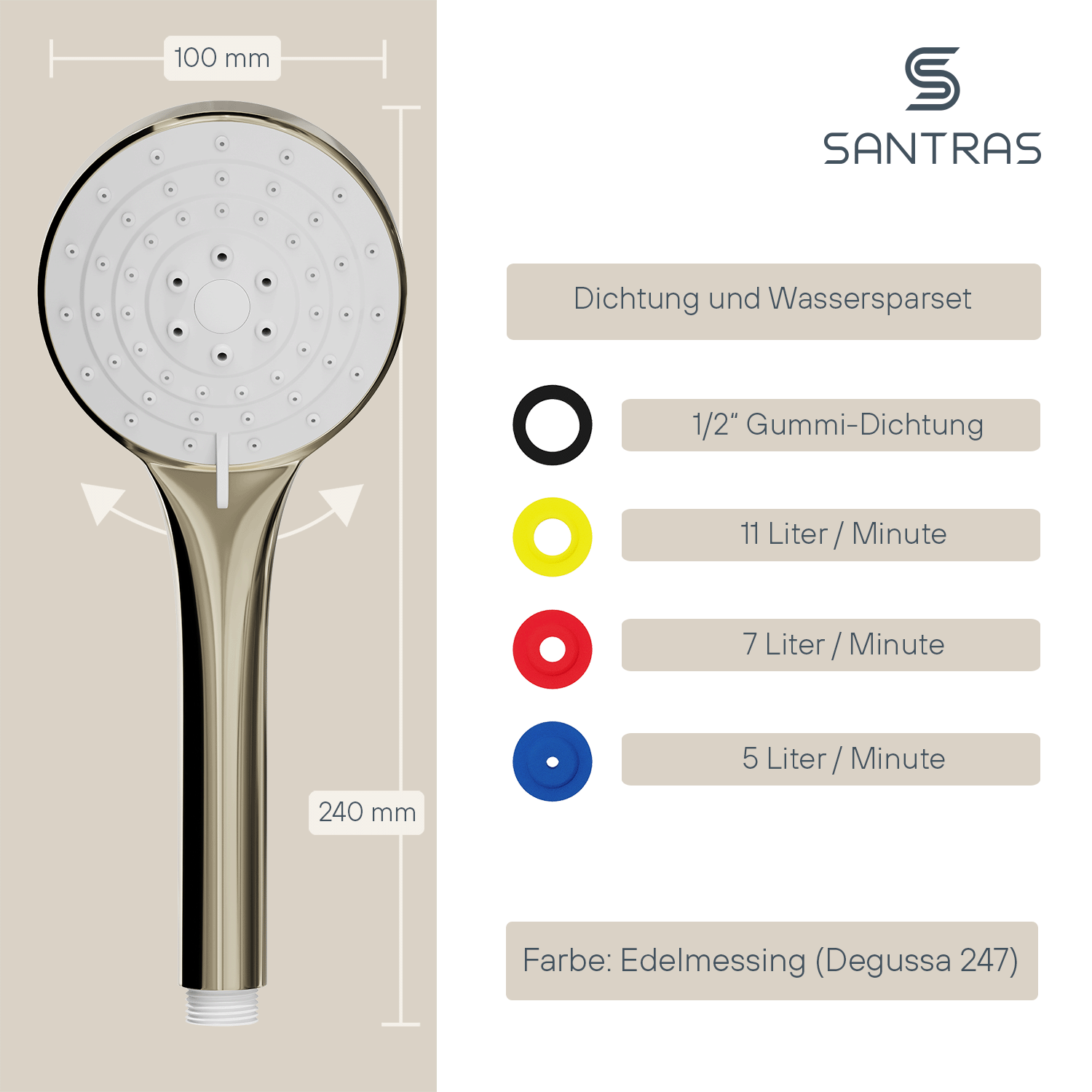 SANTRAS® Handbrause Sina in Edelmessing