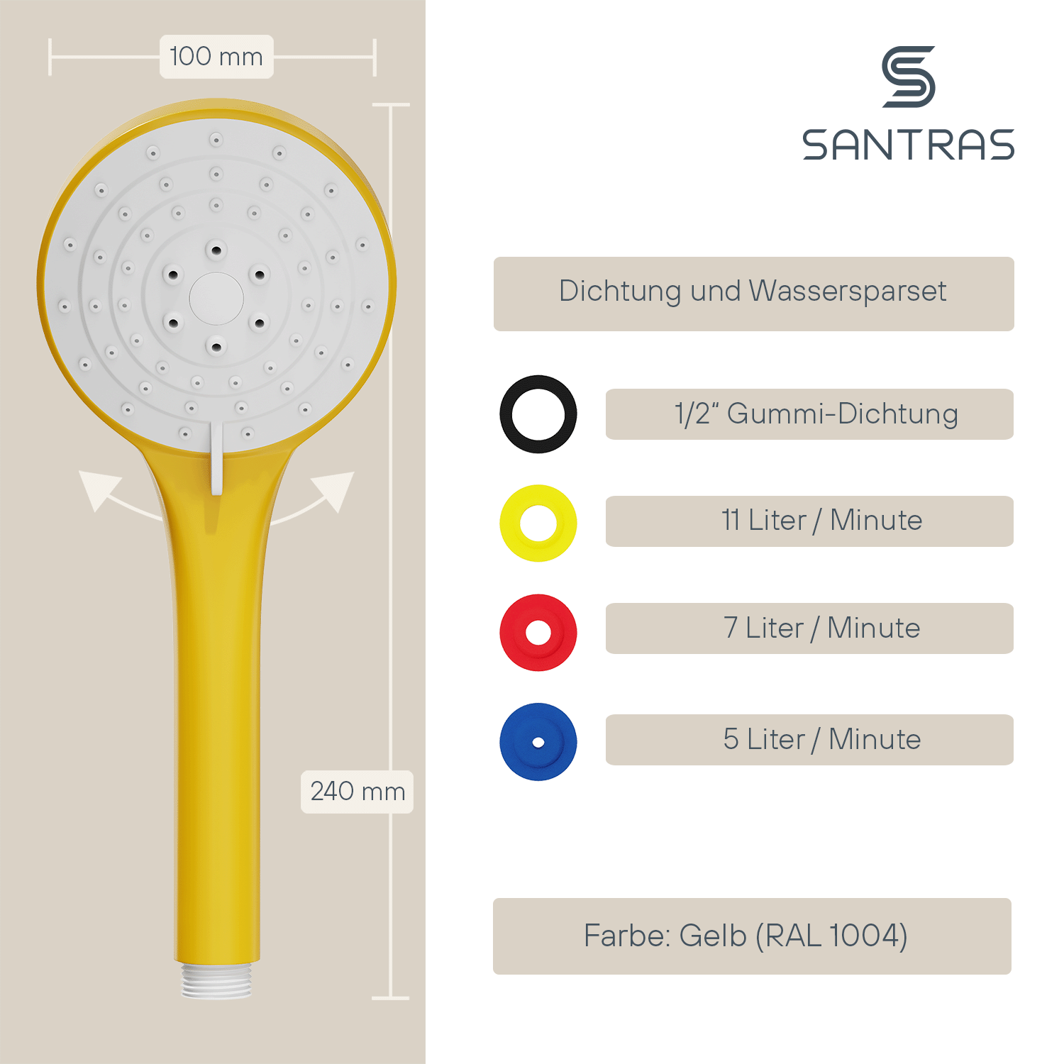 SANTRAS® Handbrause Sina in Gelb