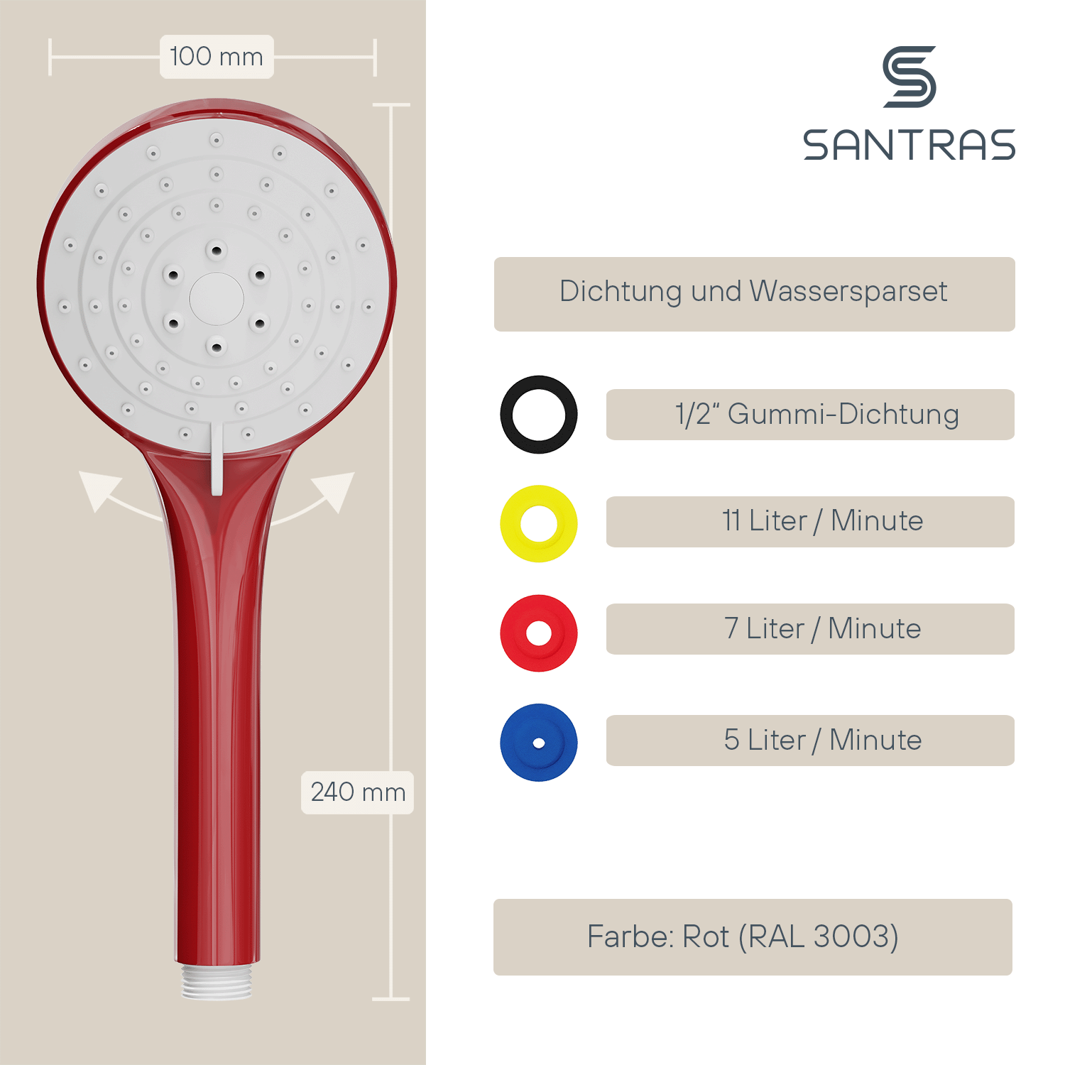SANTRAS® Handbrause Sina in Rot
