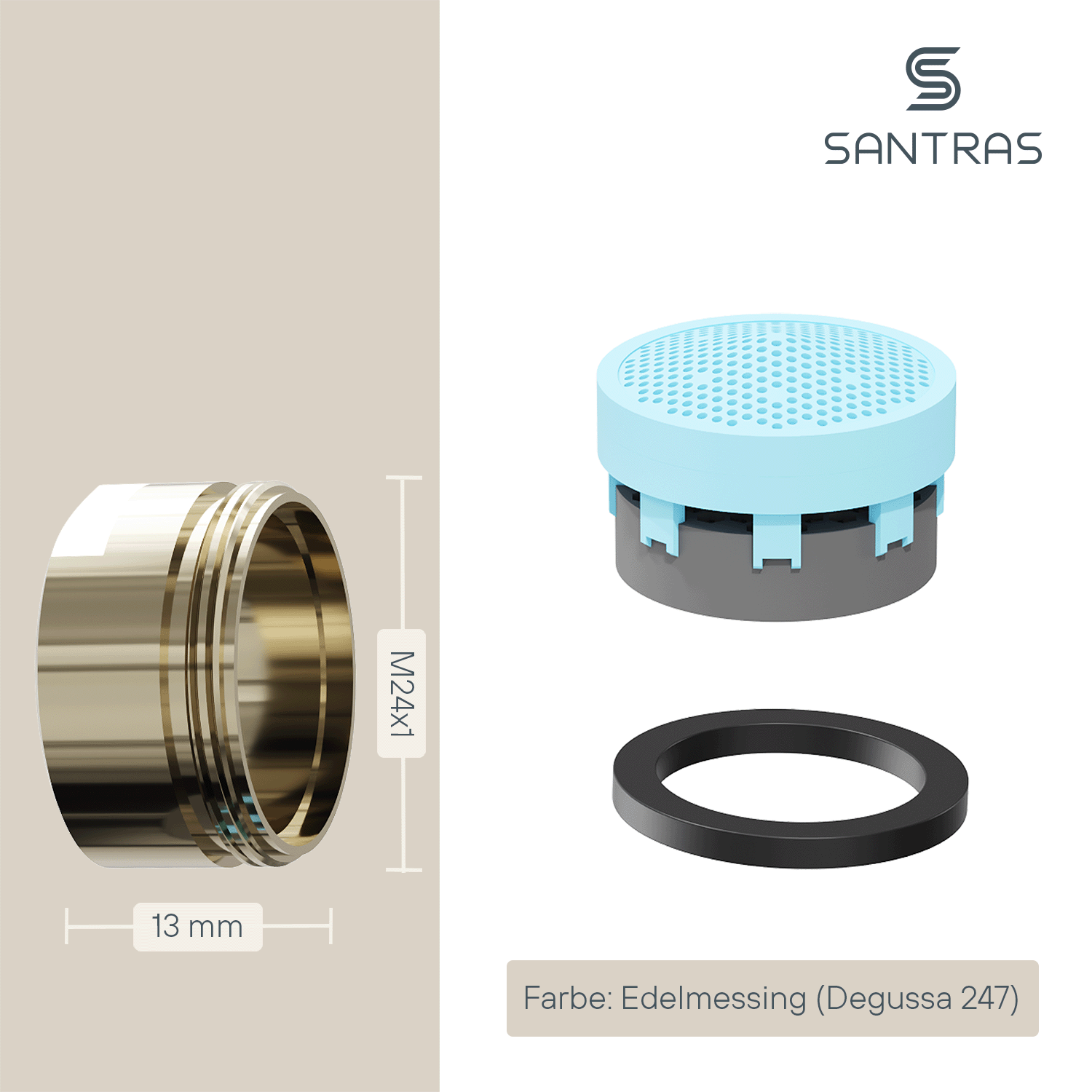 SANTRAS® Luftsprudler M24 in Edelmessing