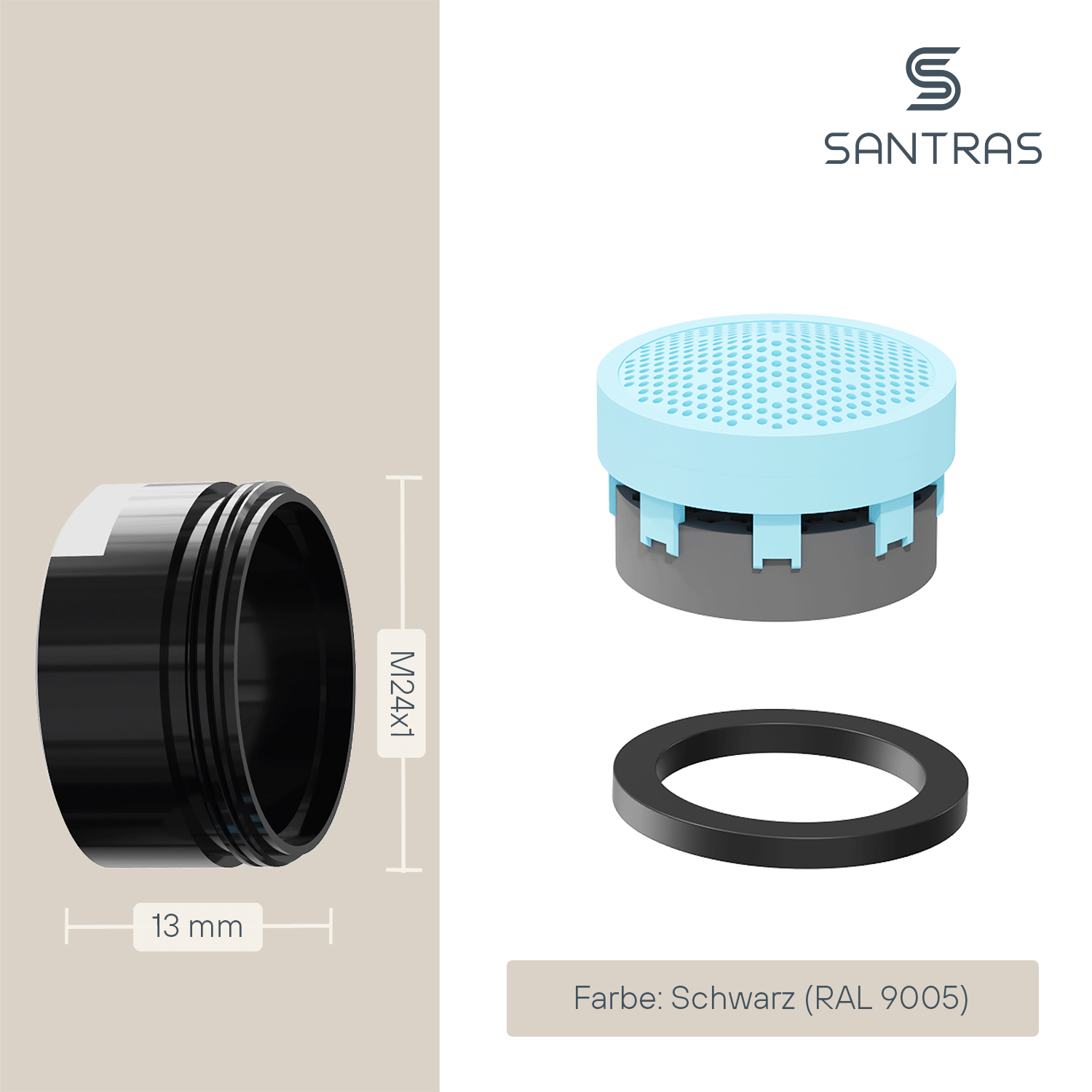 SANTRAS® Luftsprudler M24 in Schwarz-Matt
