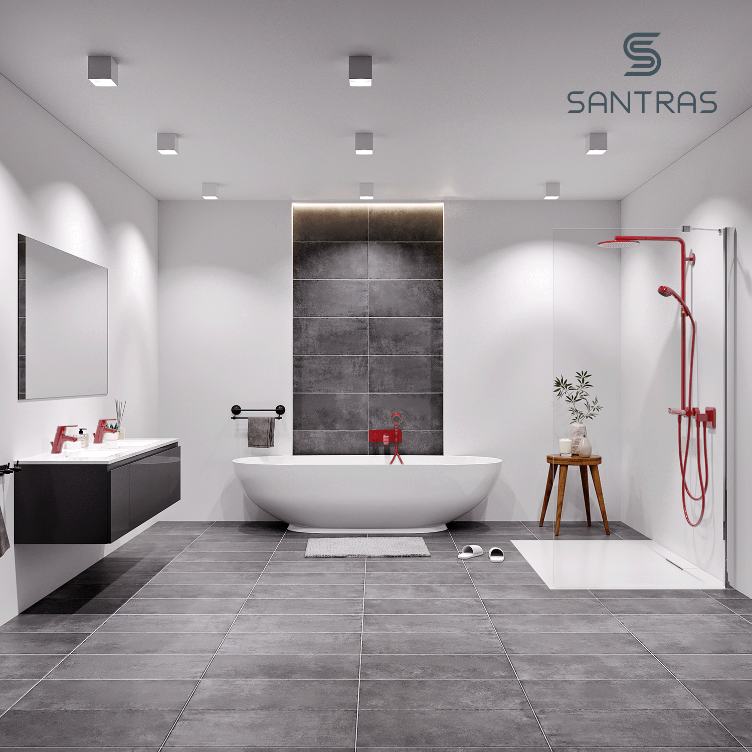 SANTRAS® Exzenter-Ablaufgarnitur in Rot