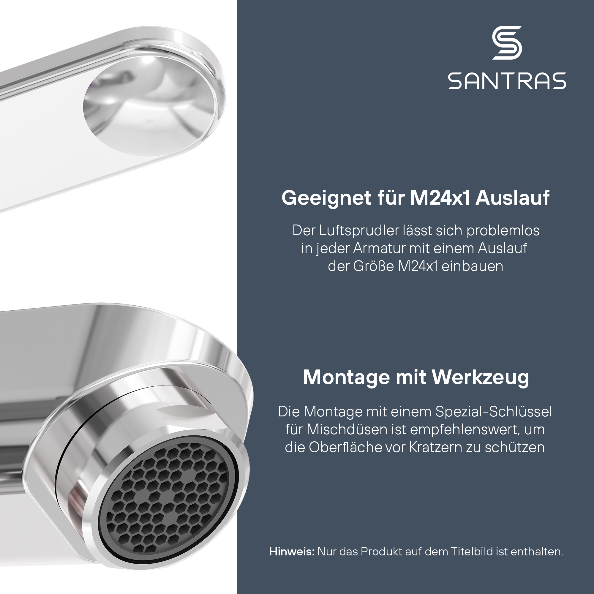 SANTRAS® M24 Strahlregler Luftsprudler jeder Wasserhahn in Chrom 1Stk 5Stk 10Stk