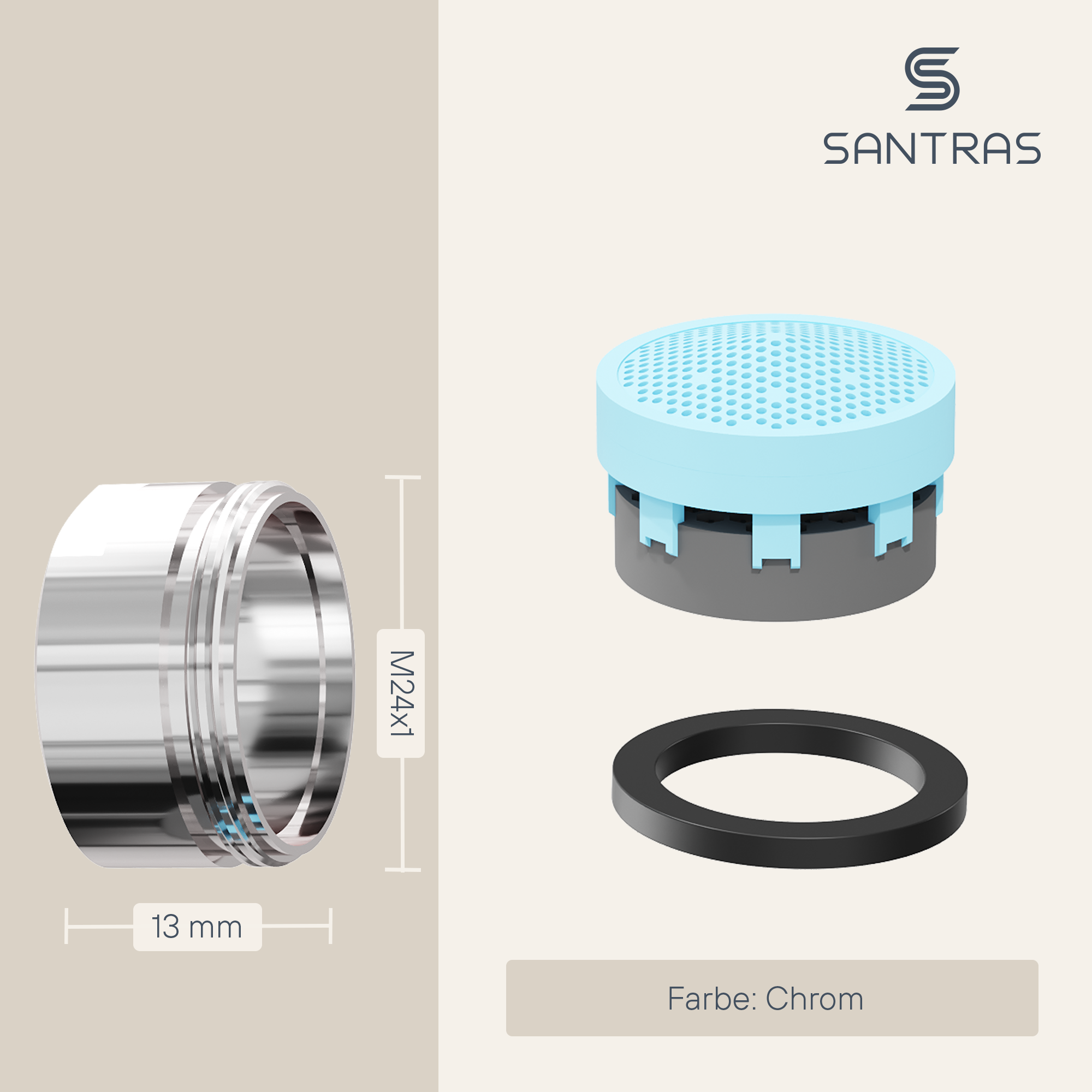 SANTRAS® M24 Strahlregler Luftsprudler jeder Wasserhahn in Chrom 1Stk 5Stk 10Stk