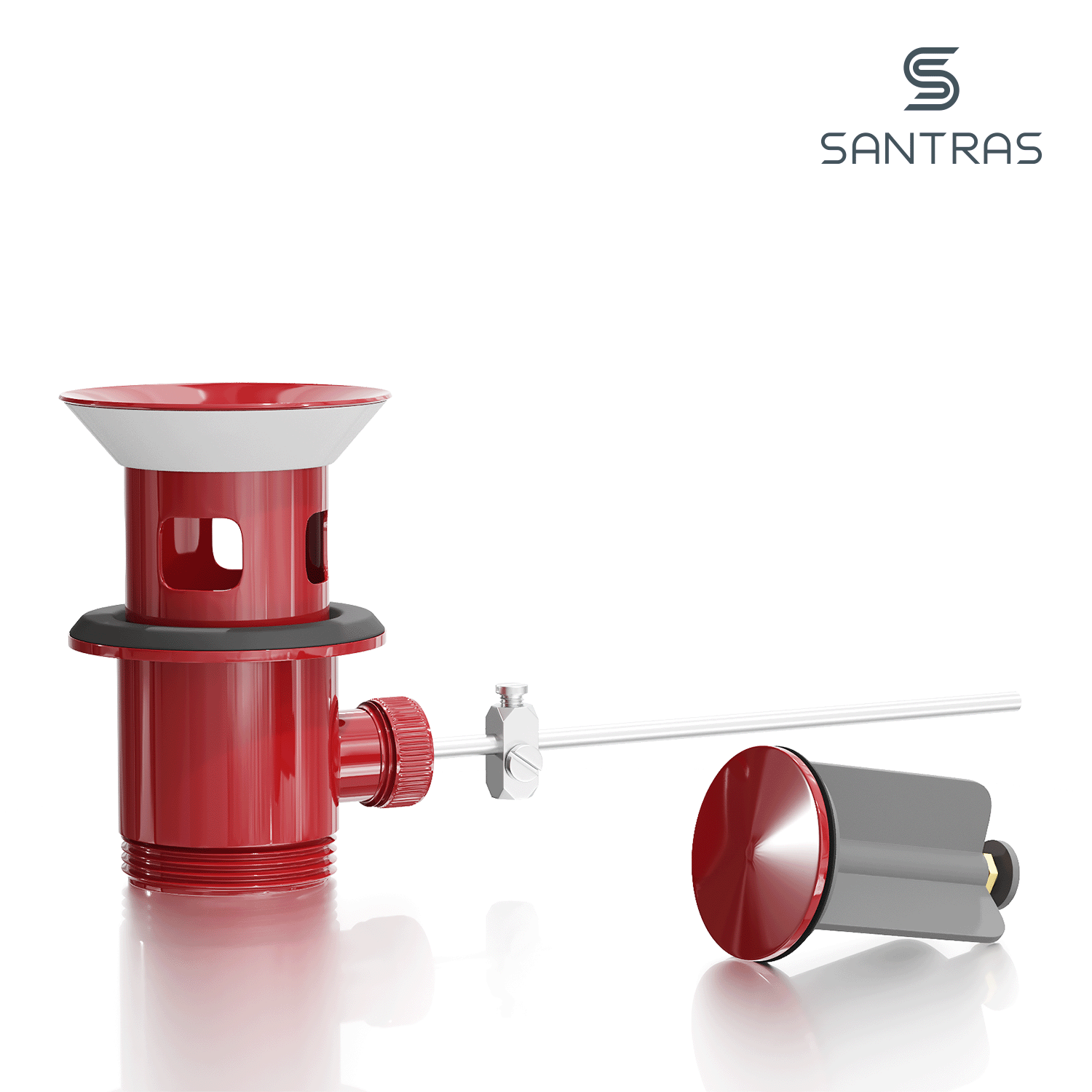SANTRAS® Exzenter-Ablaufgarnitur in Rot