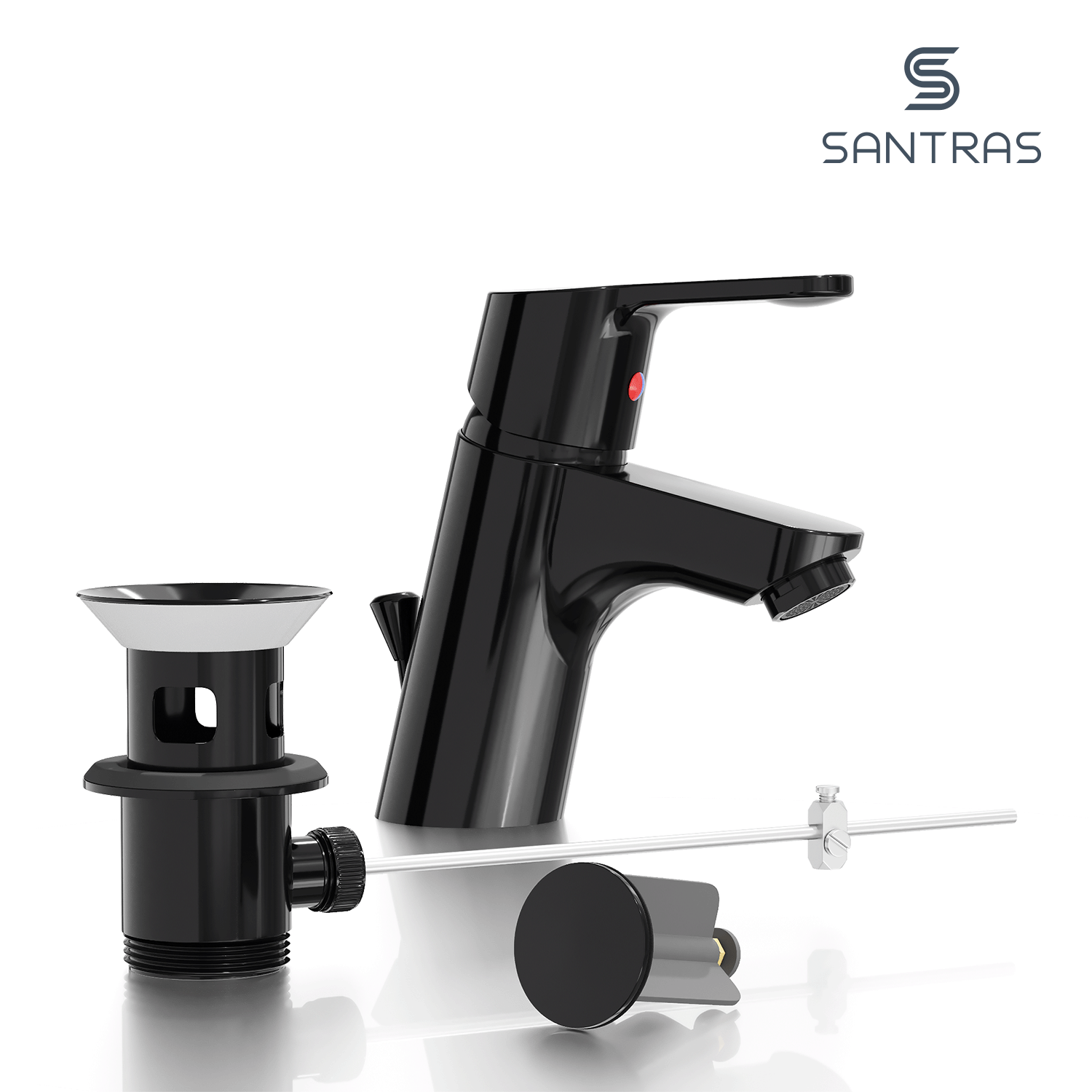 SANTRAS® Waschtischarmatur inkl. Ablaufgarnitur in Schwarz