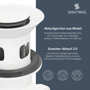 SANTRAS® Exzenter-Ablaufgarnitur in Weiß