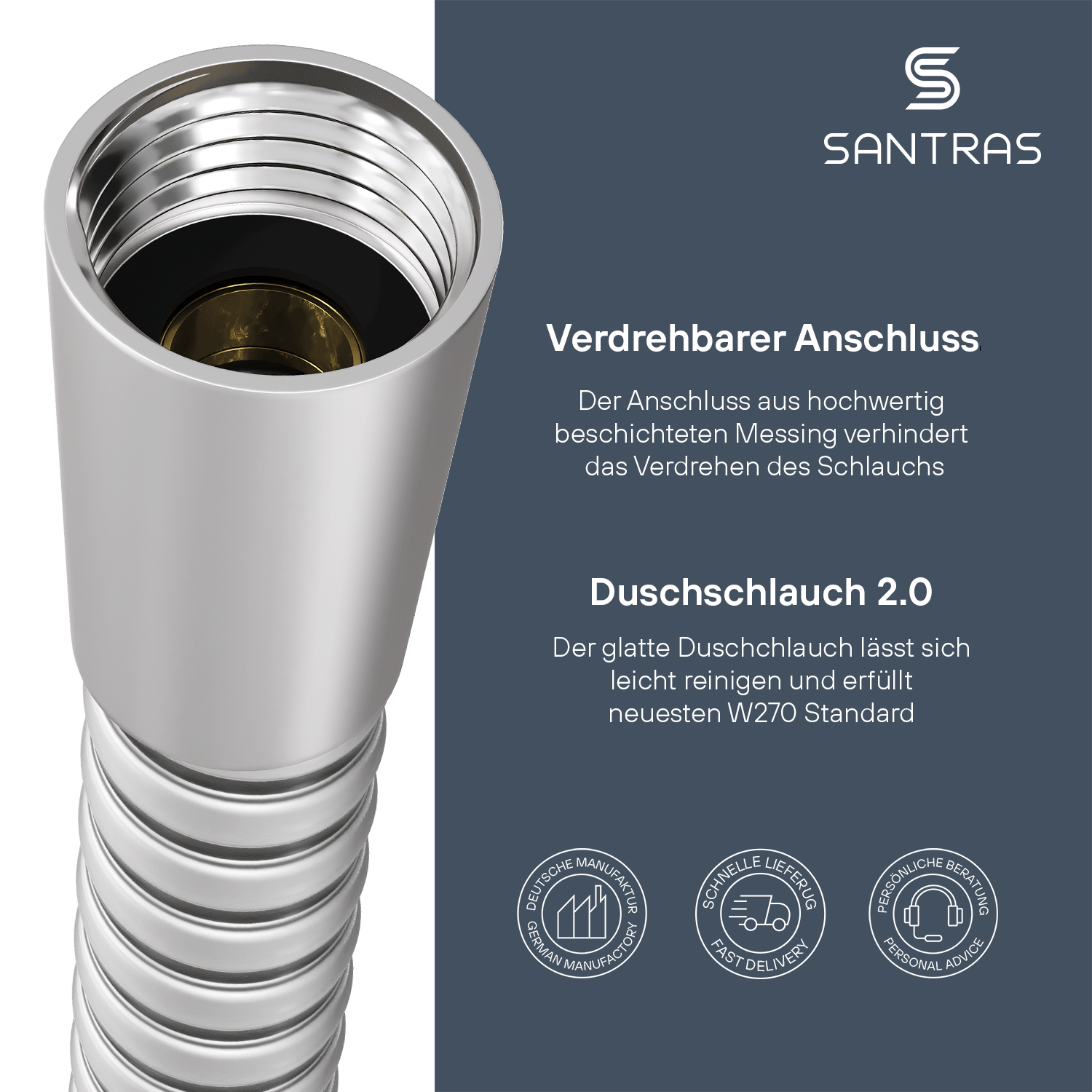 SANTRAS® Kunststoffschlauch in Chrom-Matt