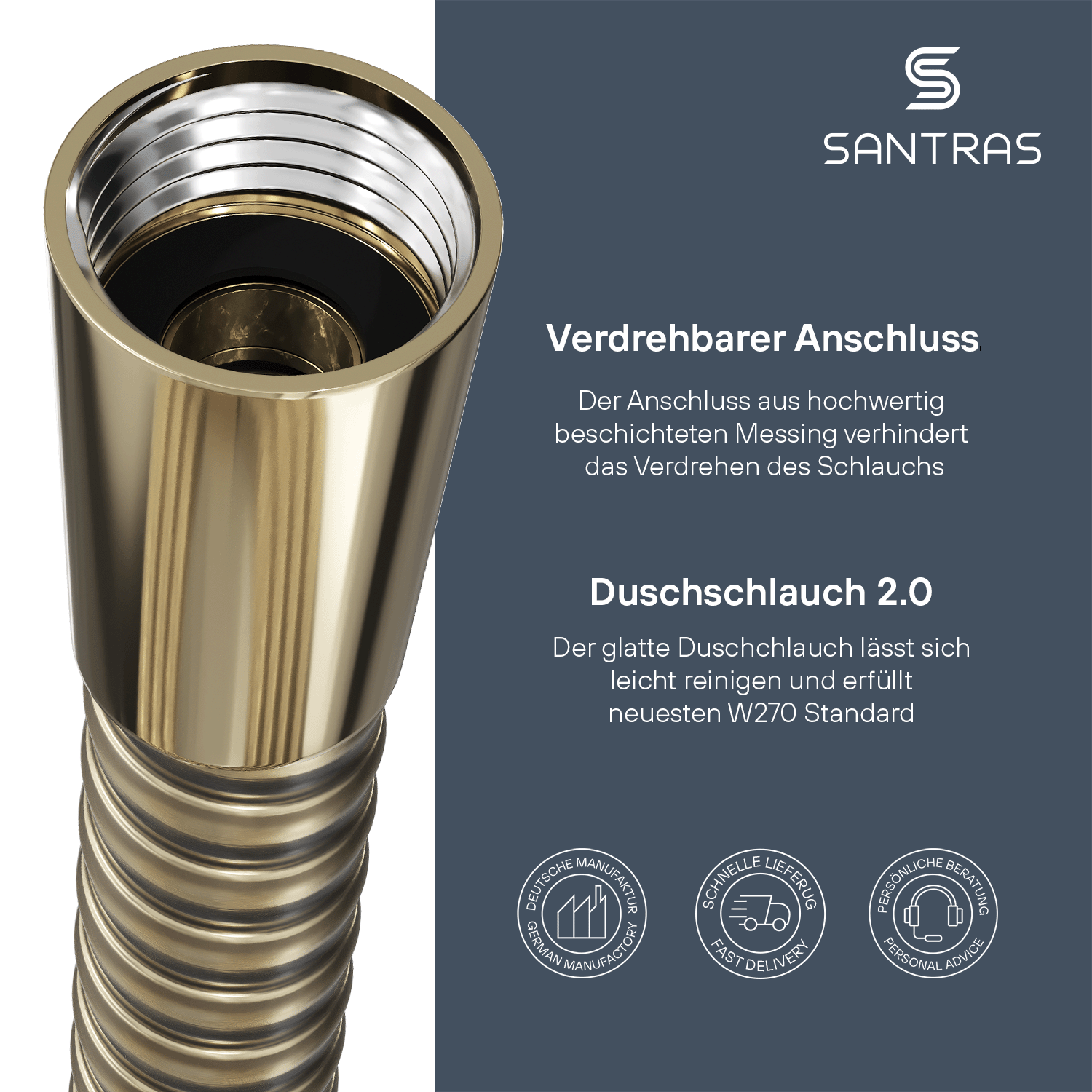 SANTRAS® Kunststoffschlauch in Edelmessing