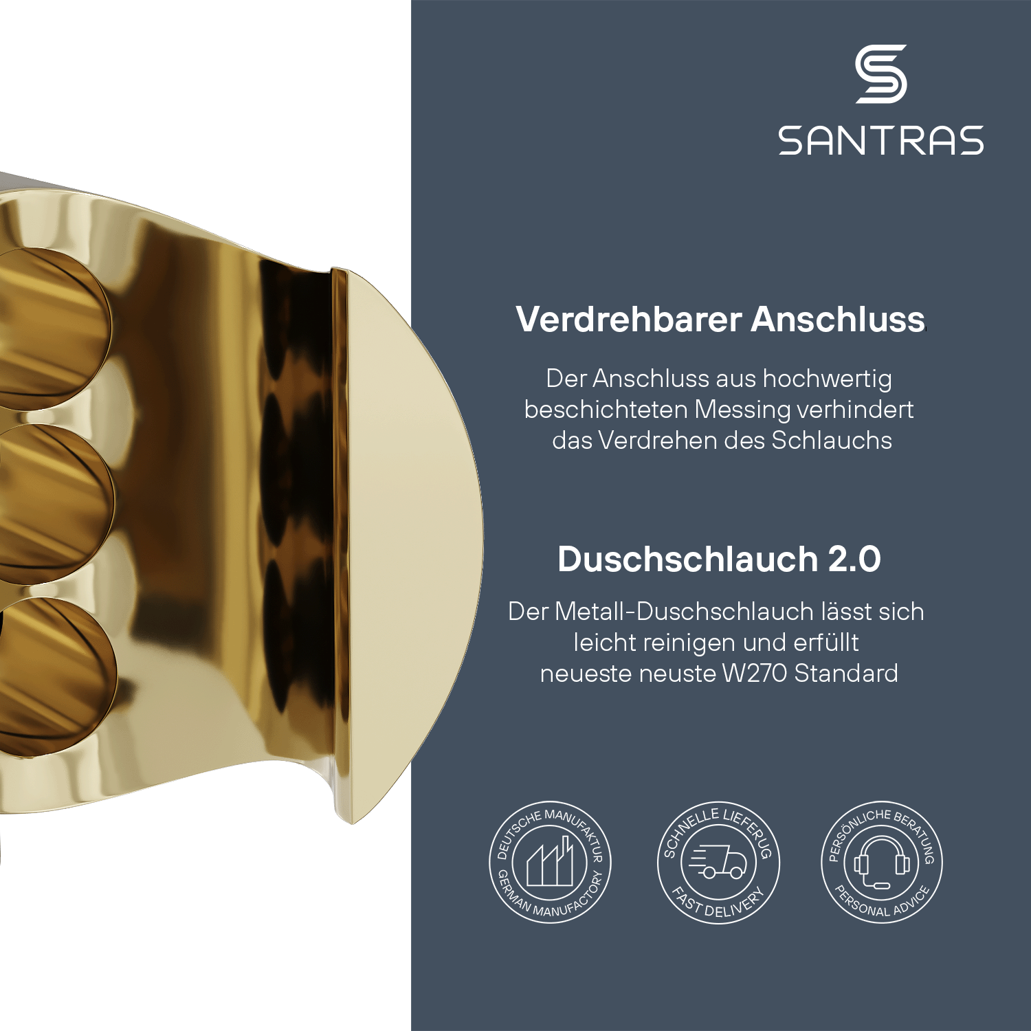 SANTRAS® Wandhalterung in Edelmessing