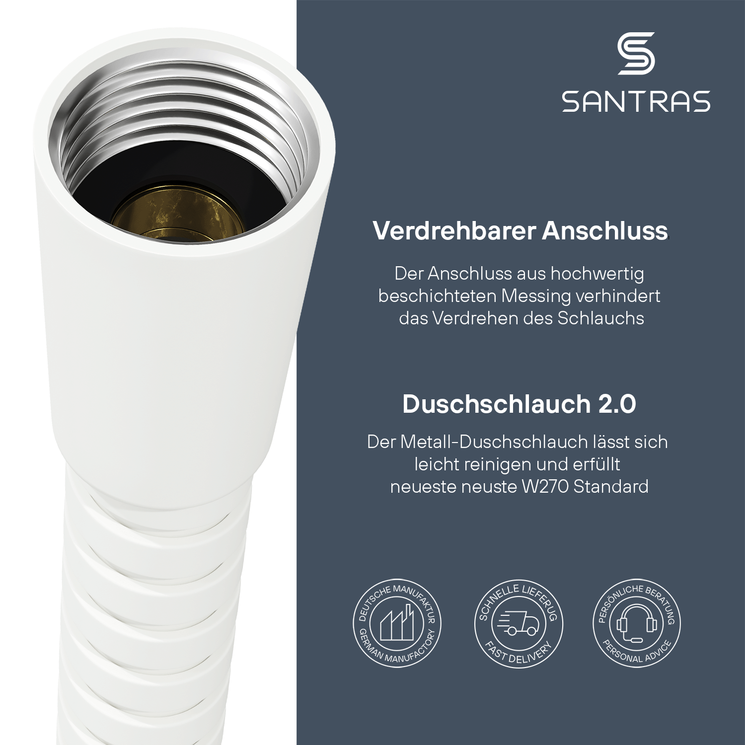 SANTRAS® Metallschlauch in Weiß-Matt