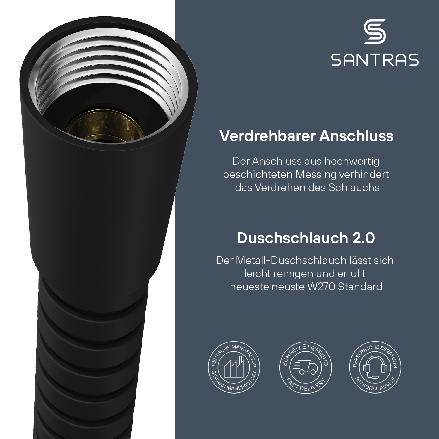SANTRAS® Metallschlauch in Schwarz-Matt