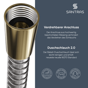 SANTRAS® Metallschlauch in Chrom / Edelmessing
