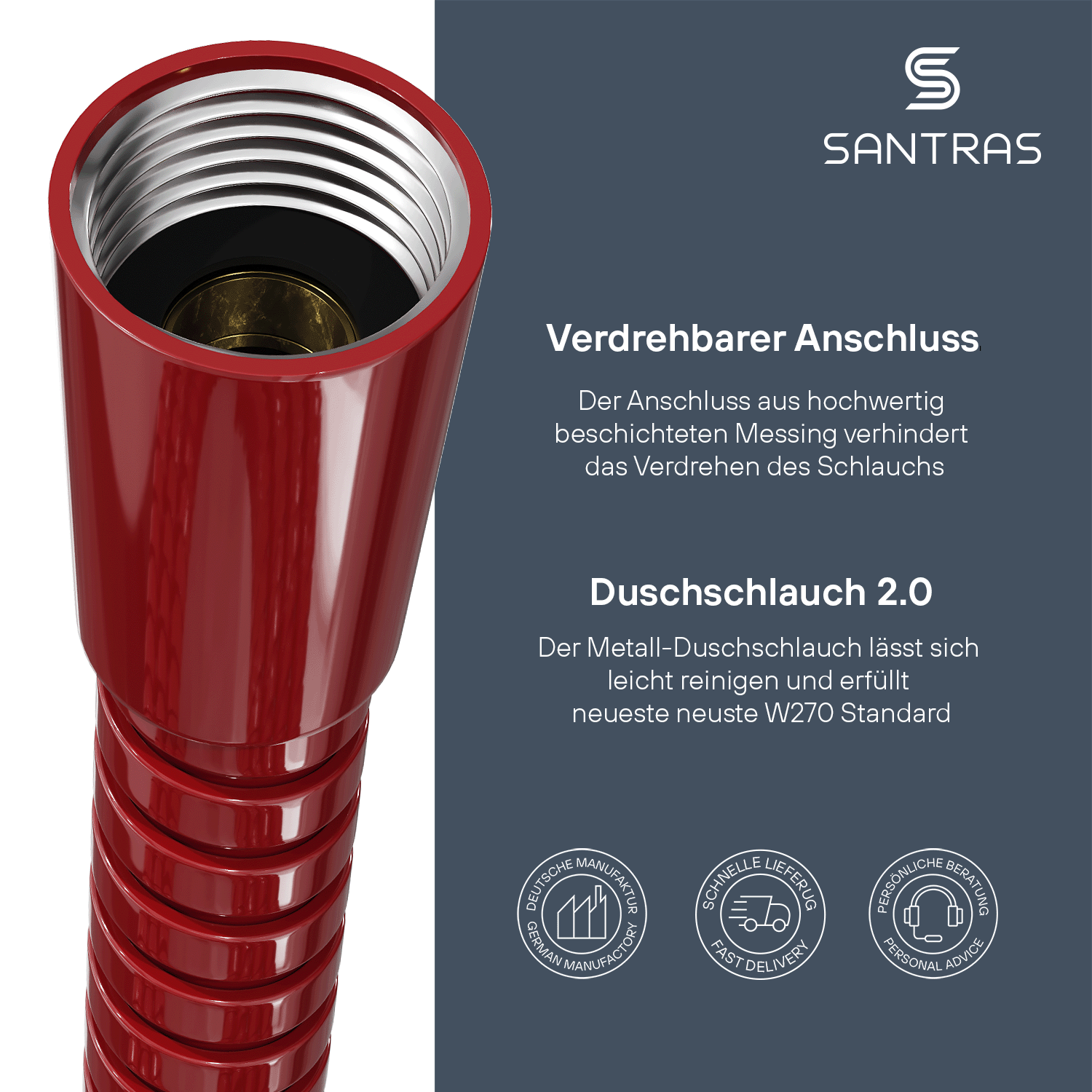 SANTRAS® Metallschlauch in Rot