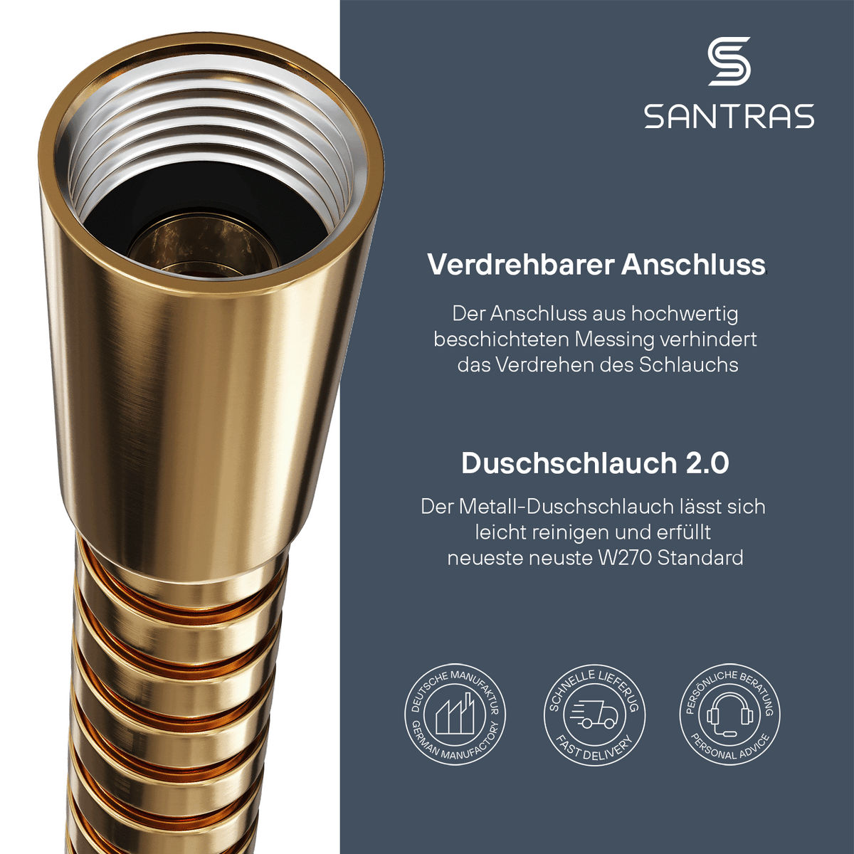 SANTRAS® Metallschlauch in Gold (24 Karat)