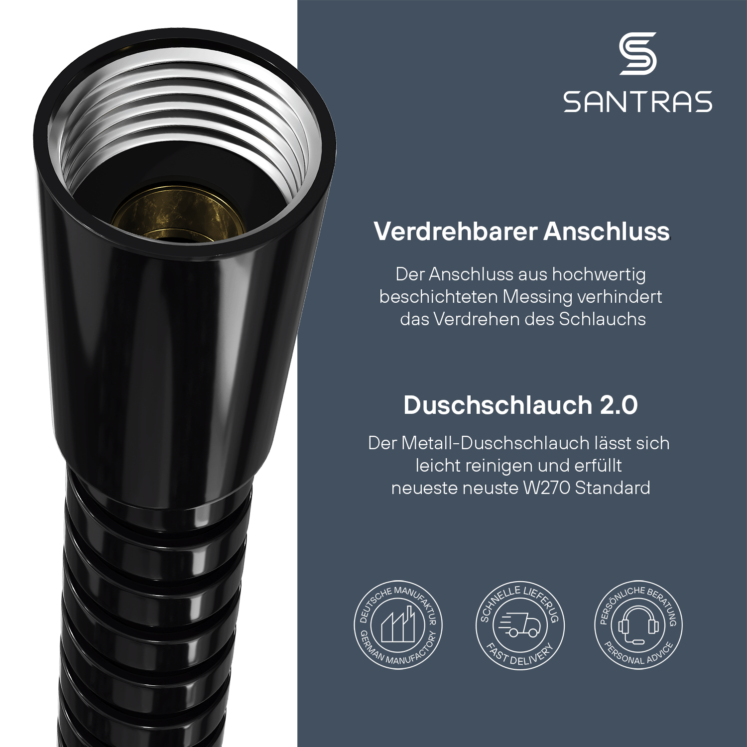 SANTRAS® Metallschlauch in Schwarz