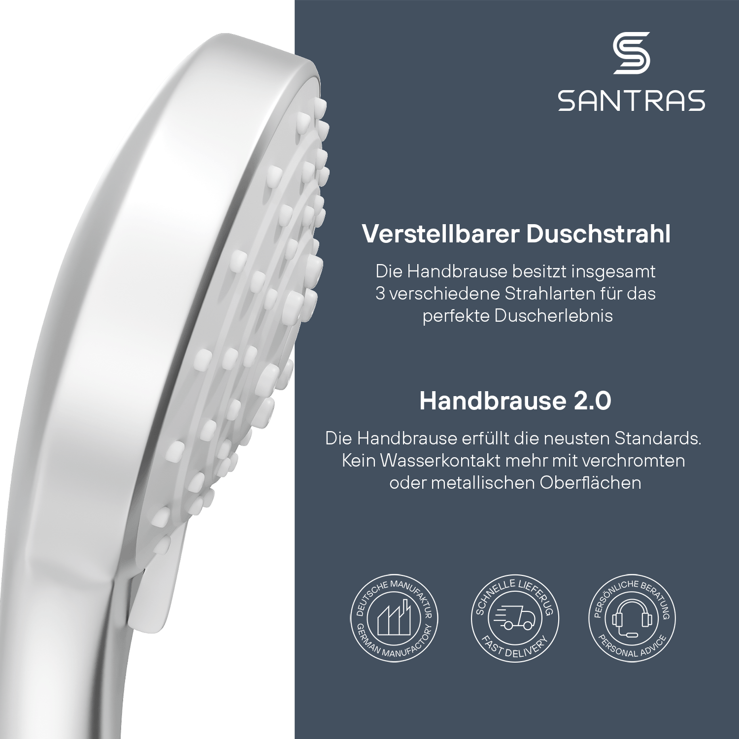 SANTRAS® Handbrause Sina in Chrom-Matt