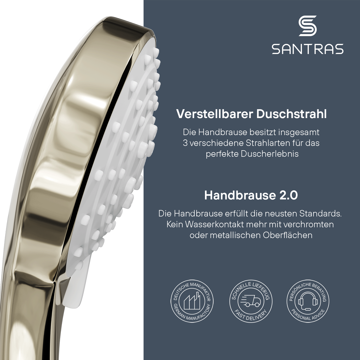 SANTRAS® Handbrause Sina in Edelmessing