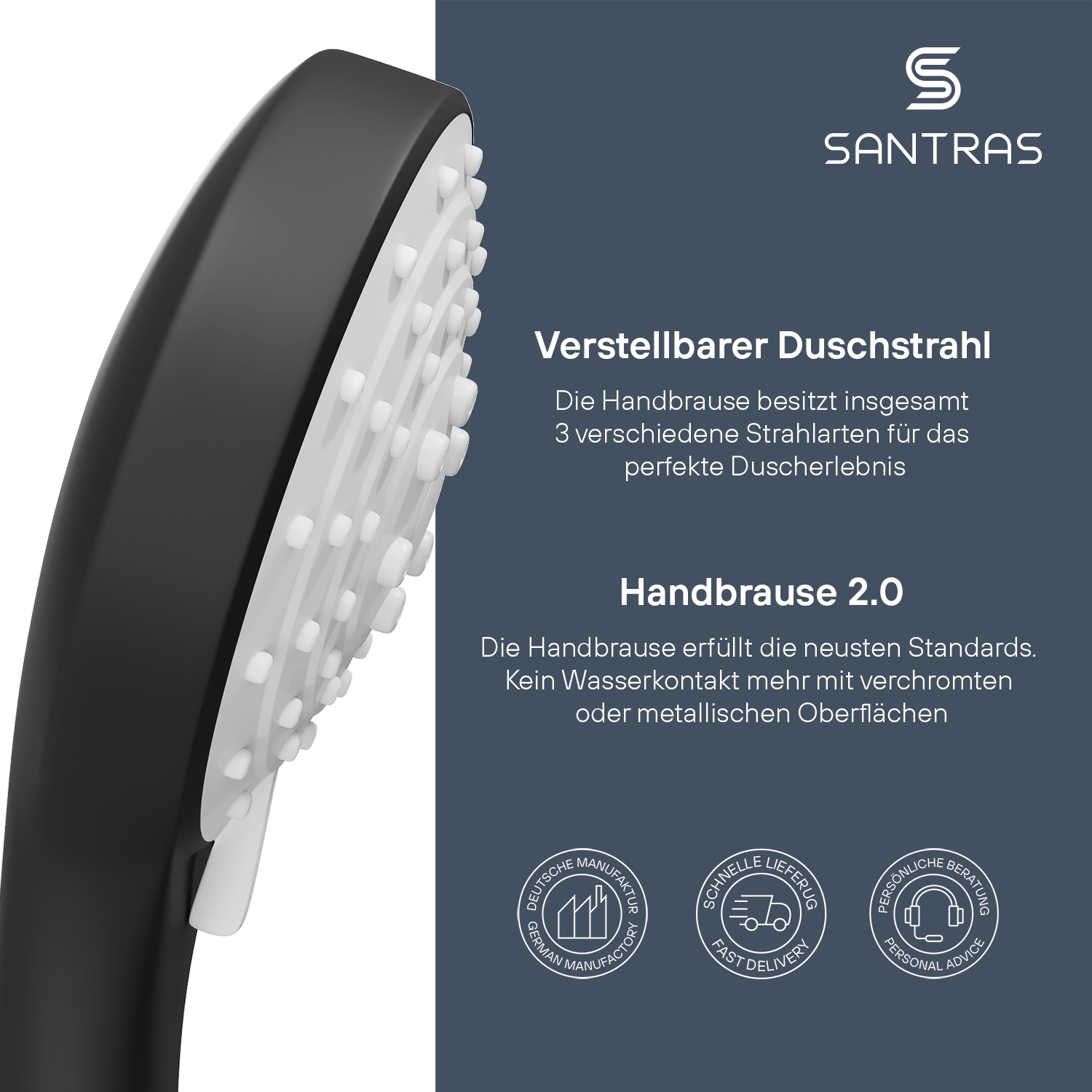 SANTRAS® Handbrause Sina in Schwarz-Matt