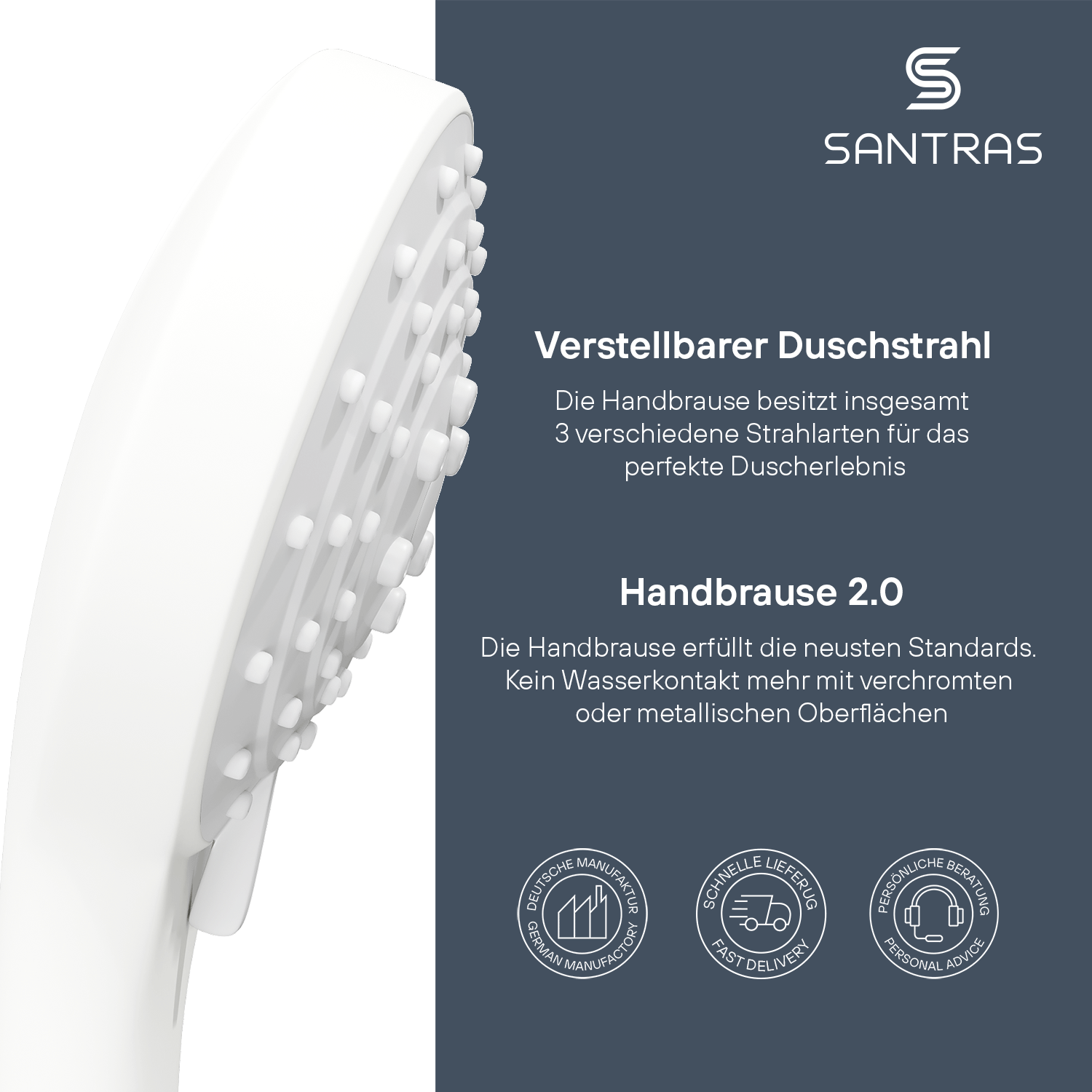 SANTRAS® Handbrause Sina in Weiß-Matt