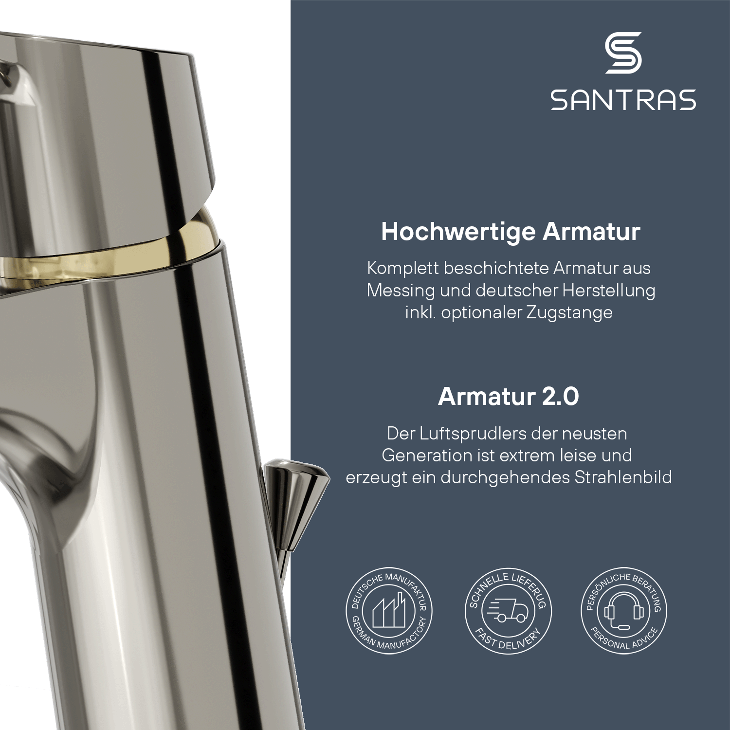 SANTRAS® Waschtischarmatur in Aranja / Edelmessing