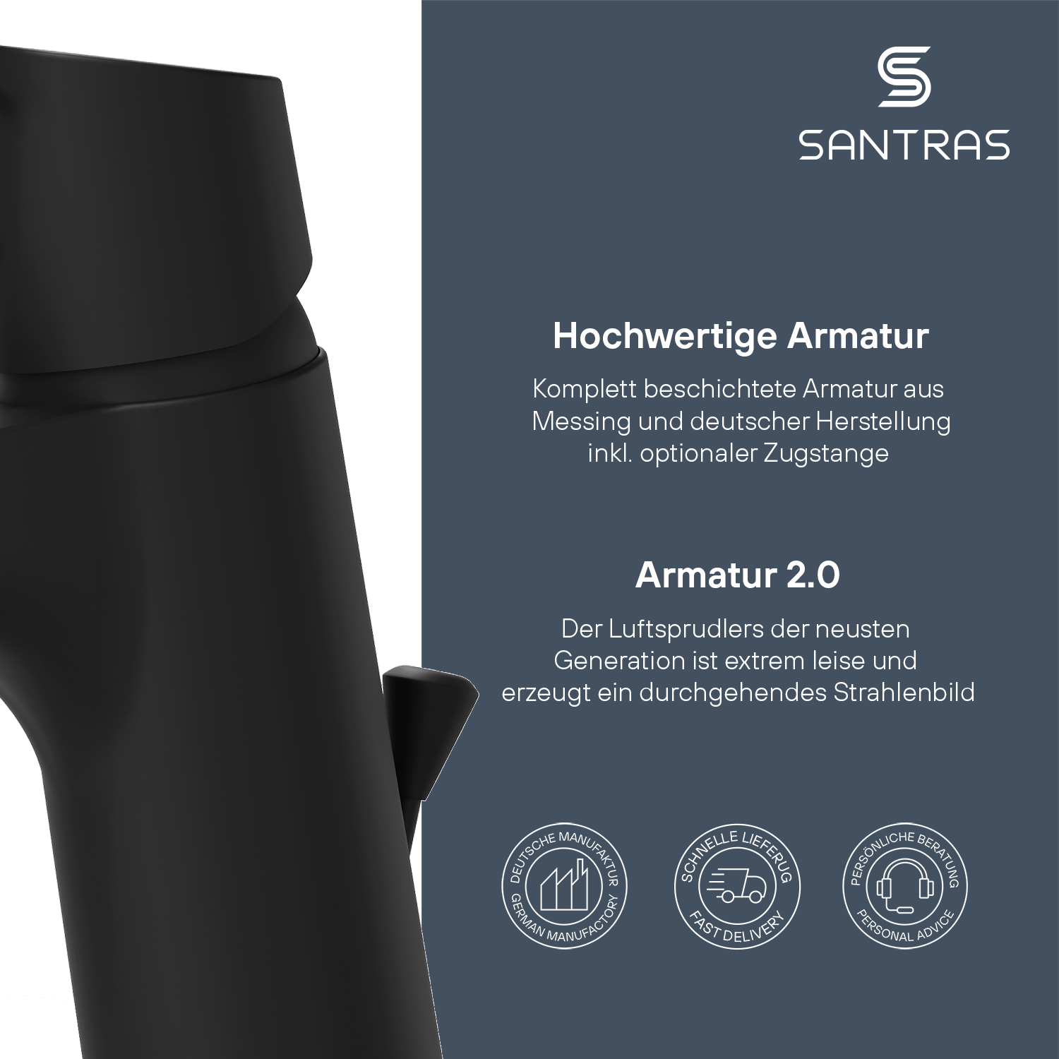 SANTRAS® Waschtischarmatur in Schwarz-Matt