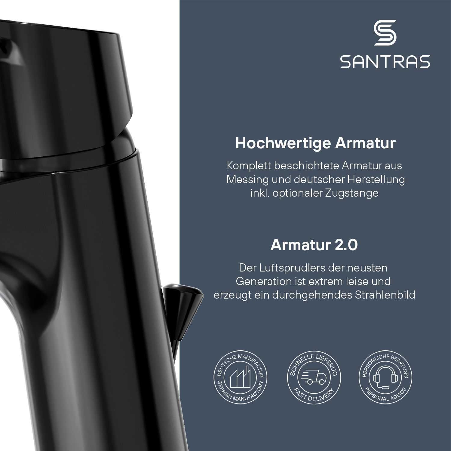 SANTRAS® Waschtischarmatur in Schwarz