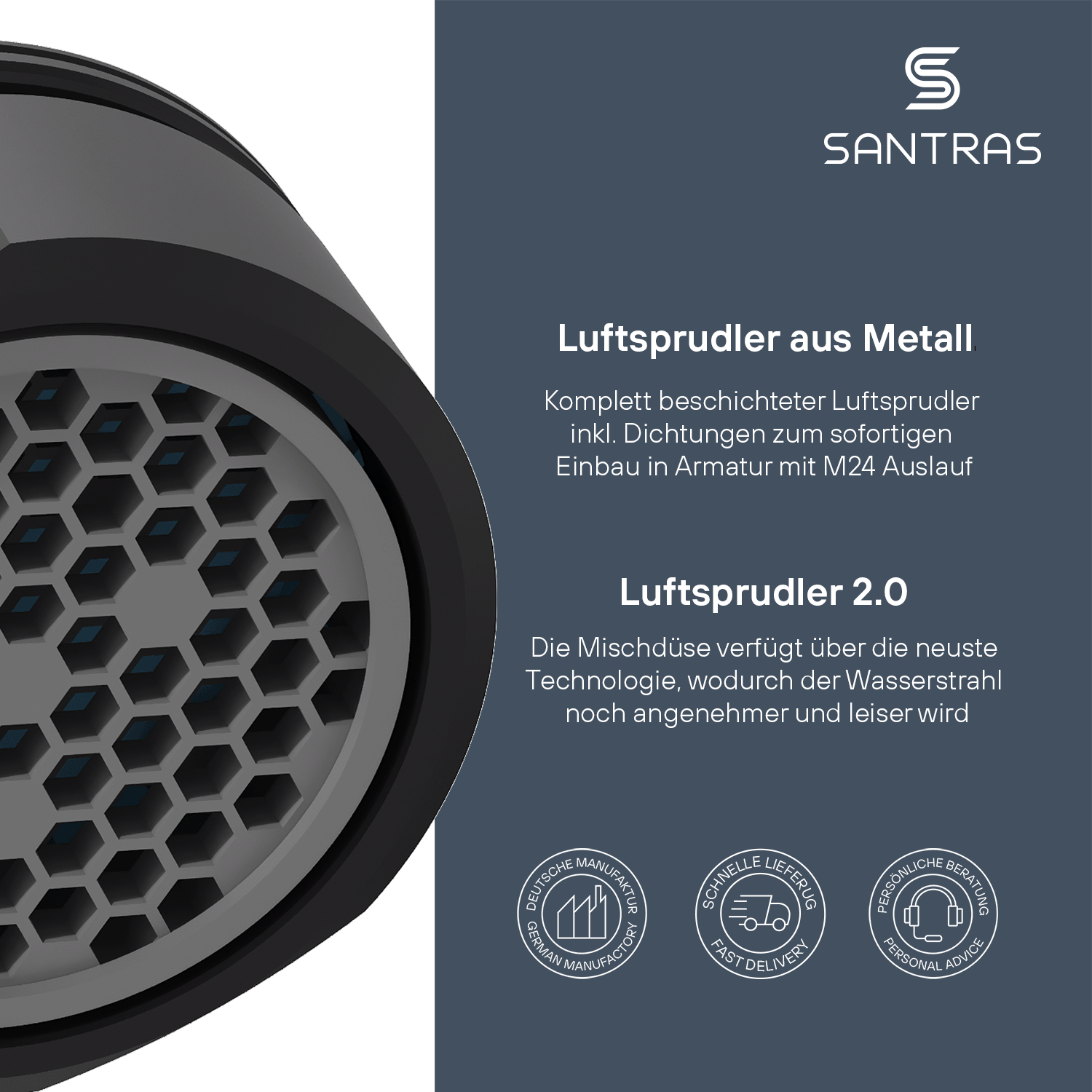 SANTRAS® Luftsprudler M24 in Schwarz-Matt
